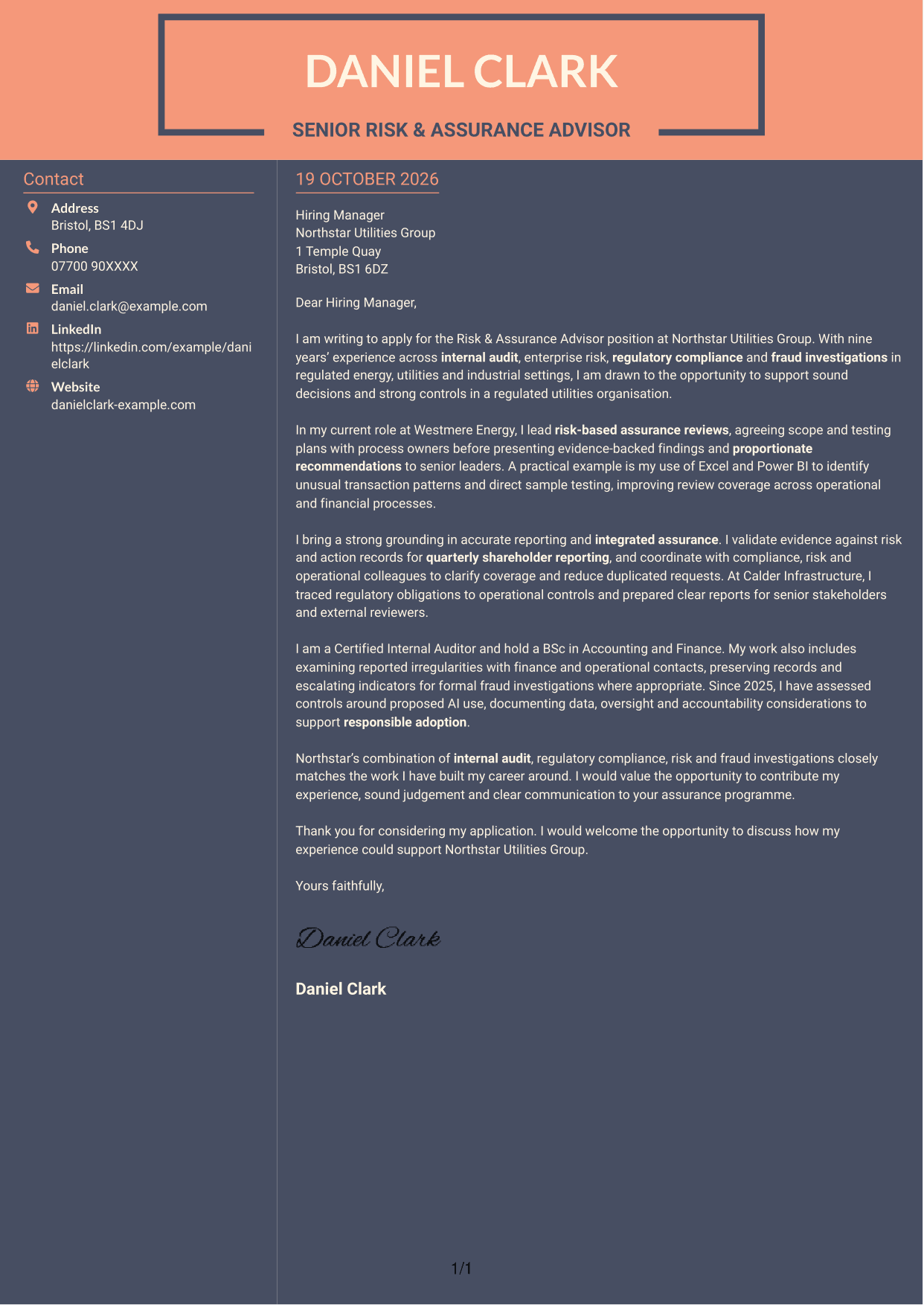 Cover letter example — page 1