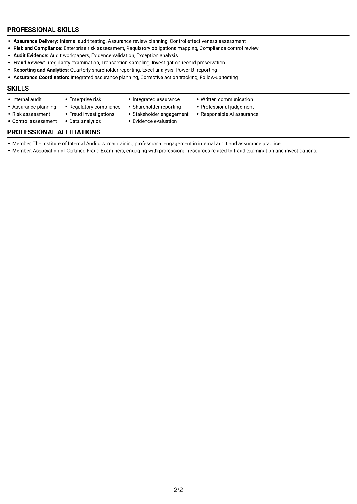 CV example — page 2