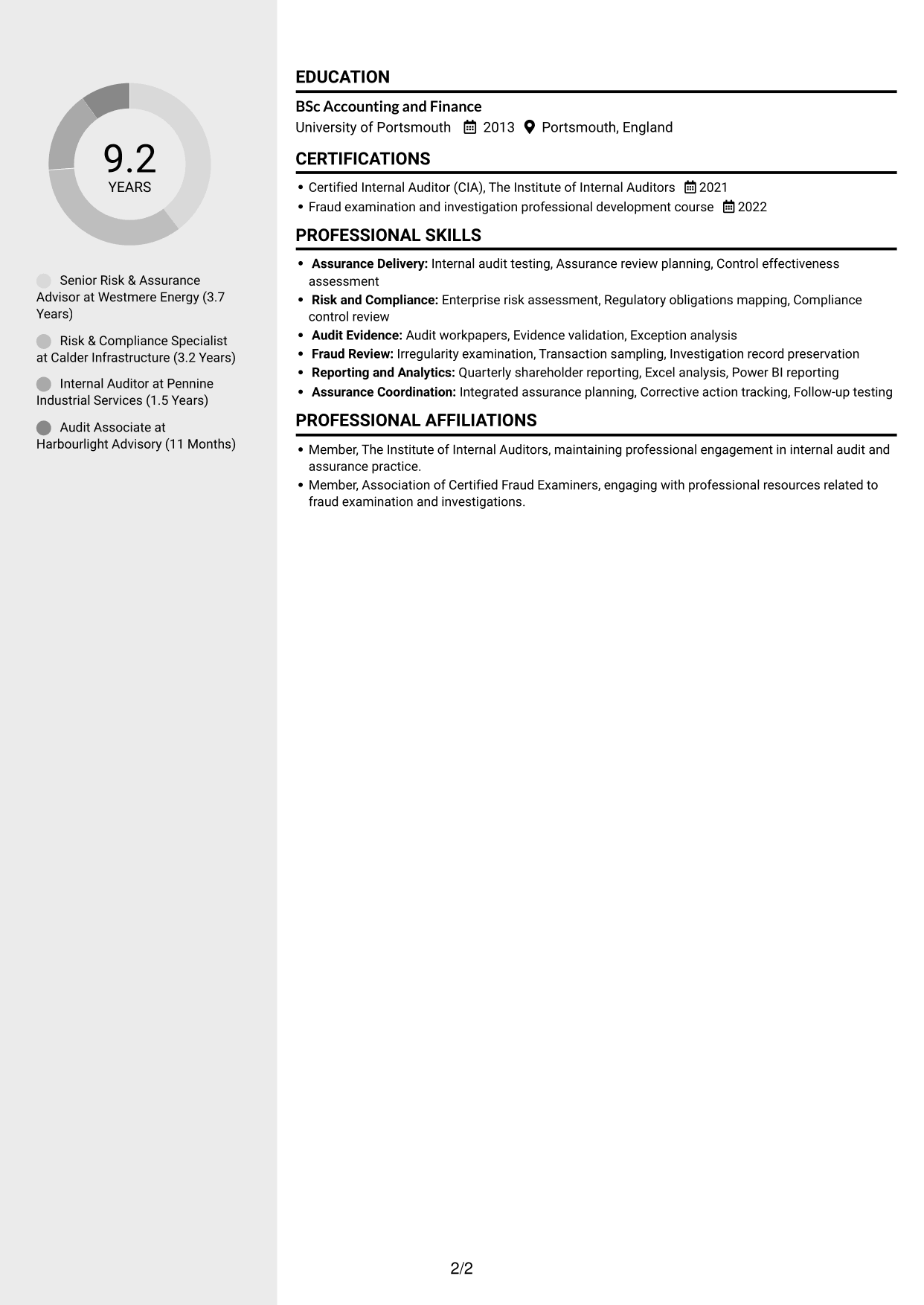 CV example — page 2