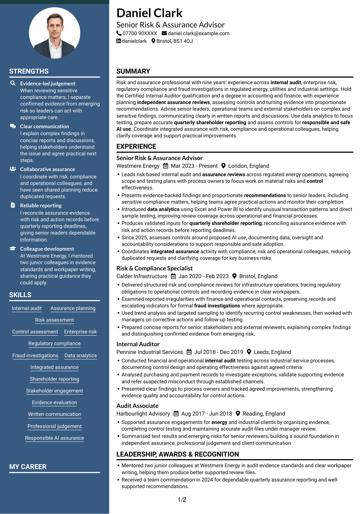 CV example — page 1