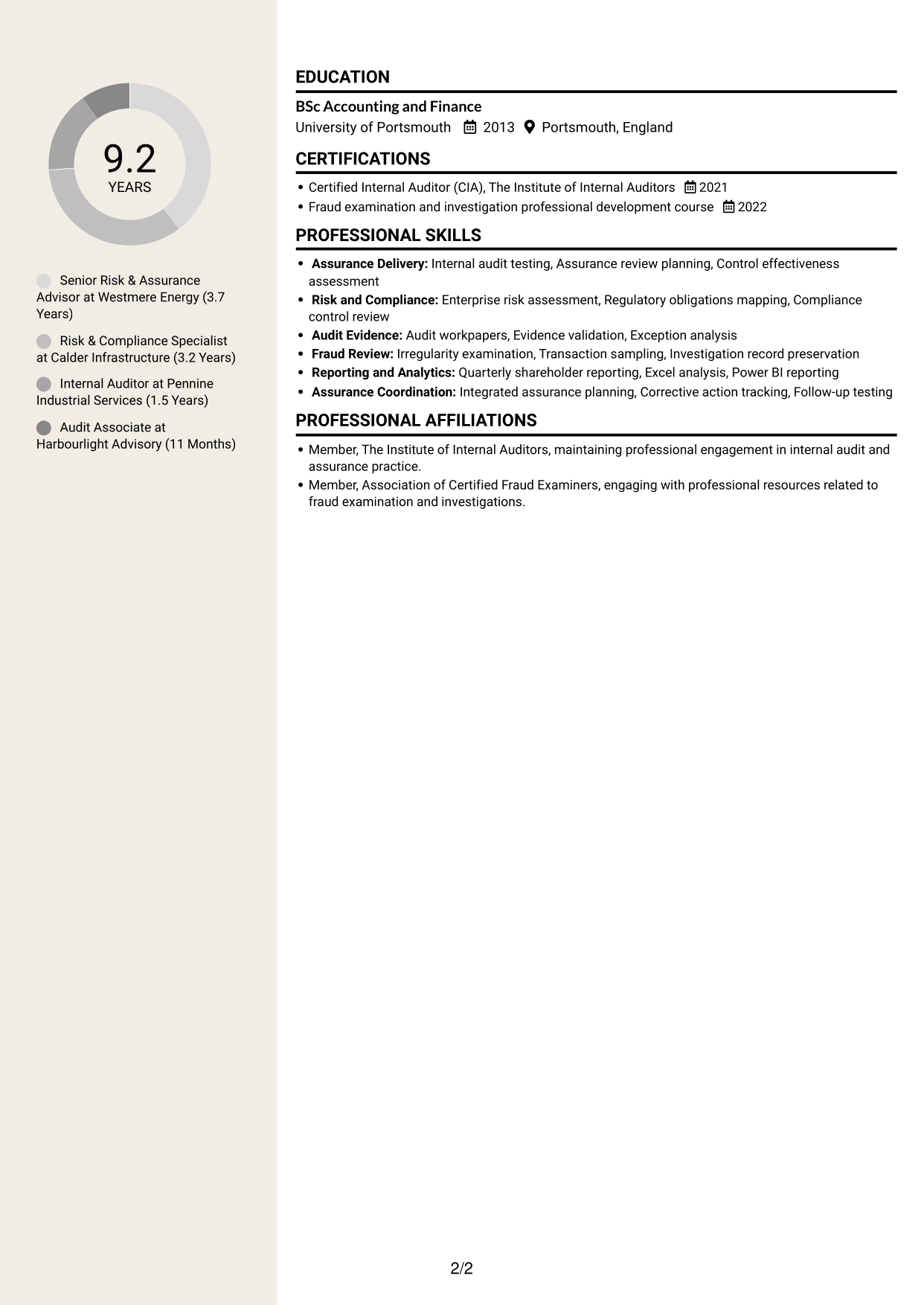 CV example — page 2