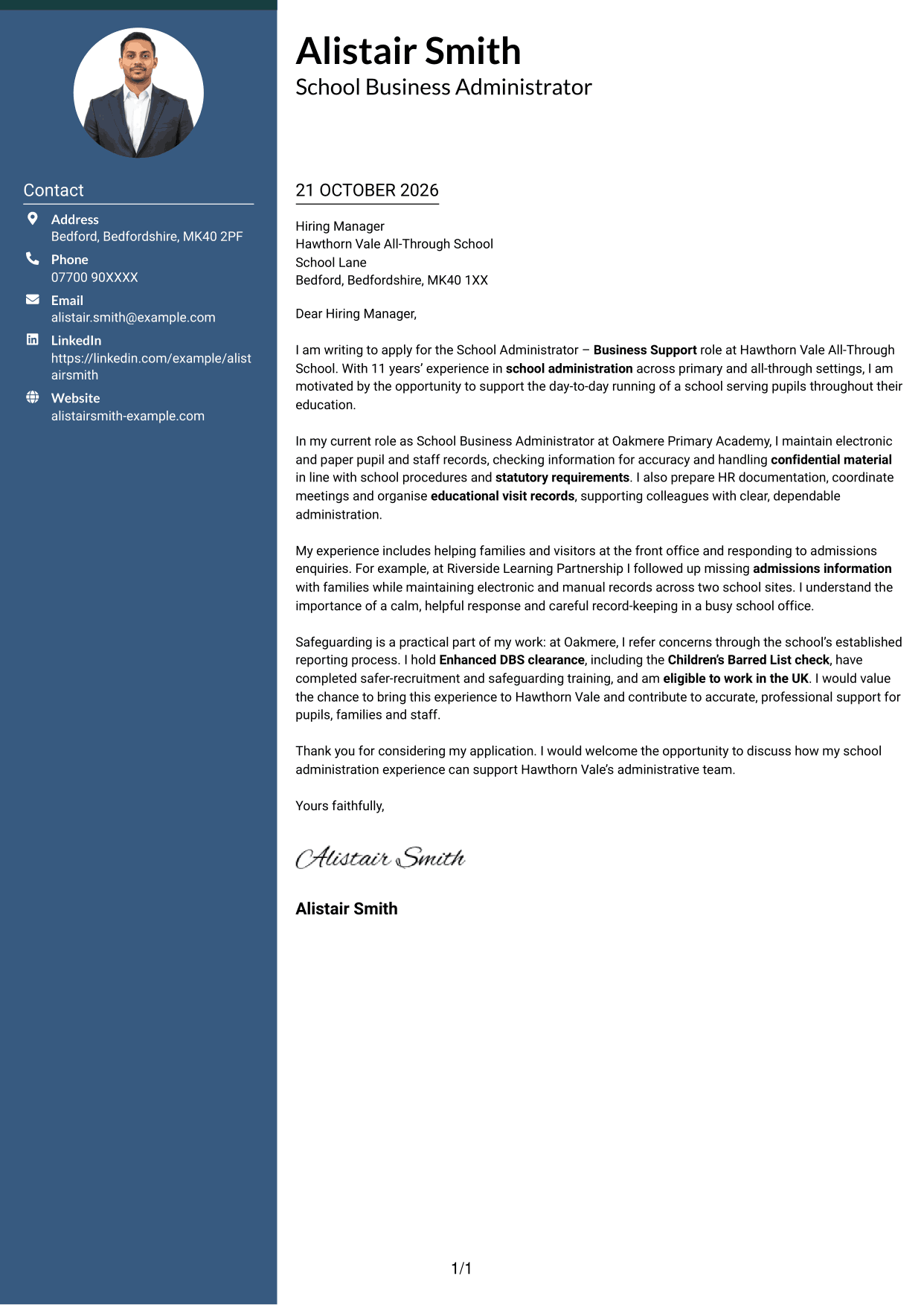 Cover letter example — page 1