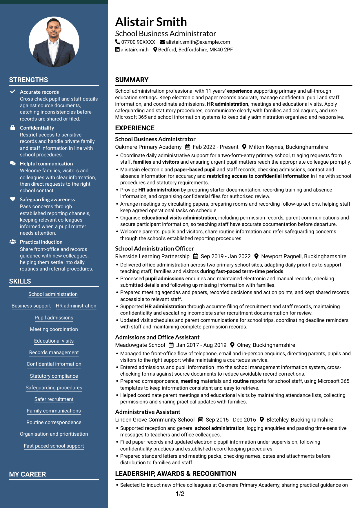 CV example — page 1