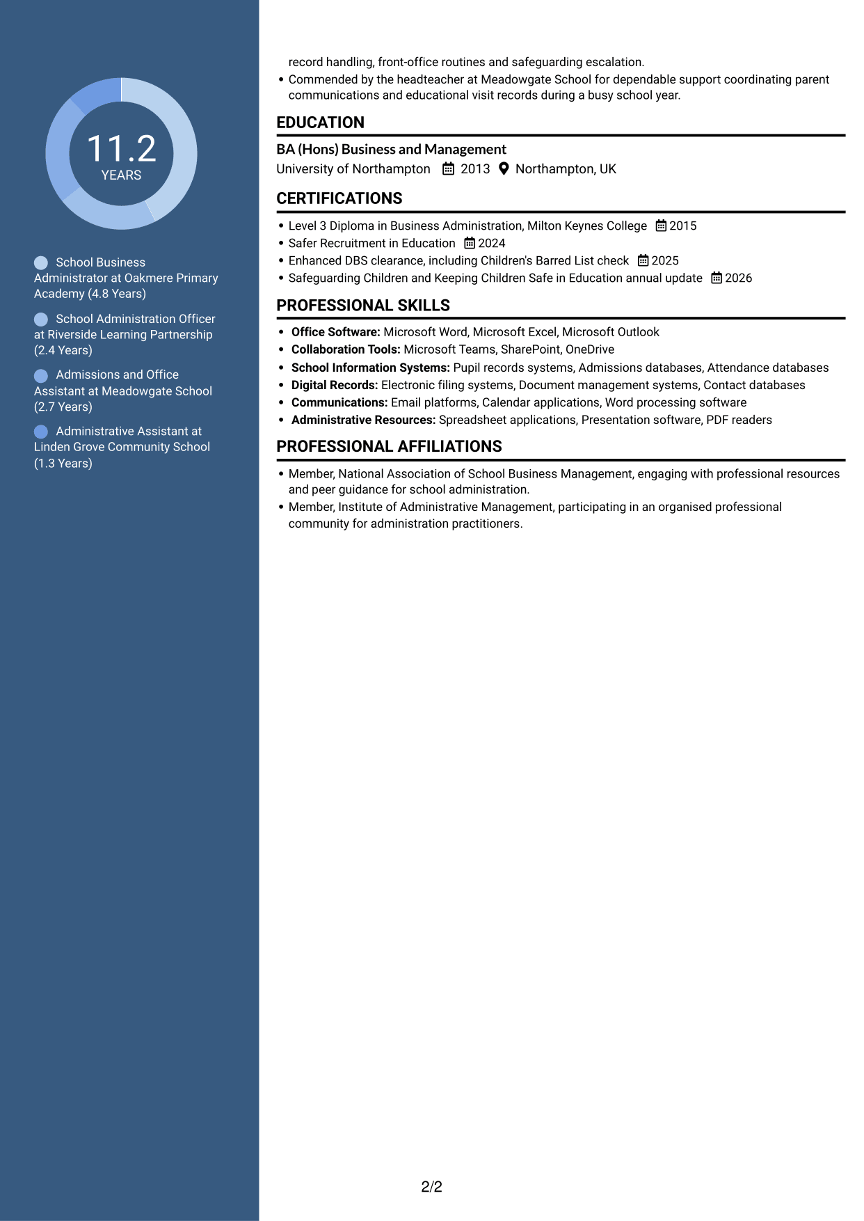 CV example — page 2