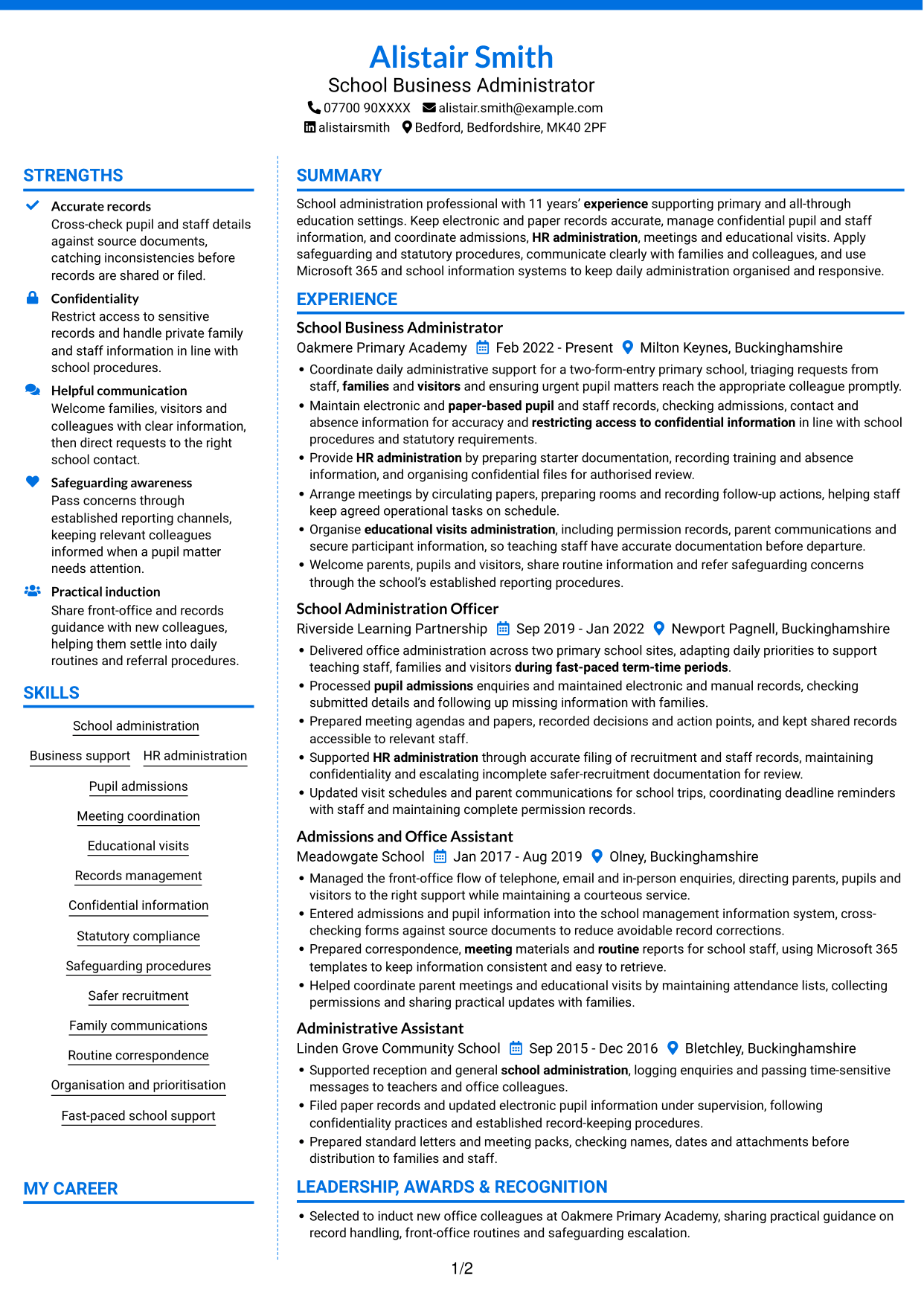 CV example — page 1