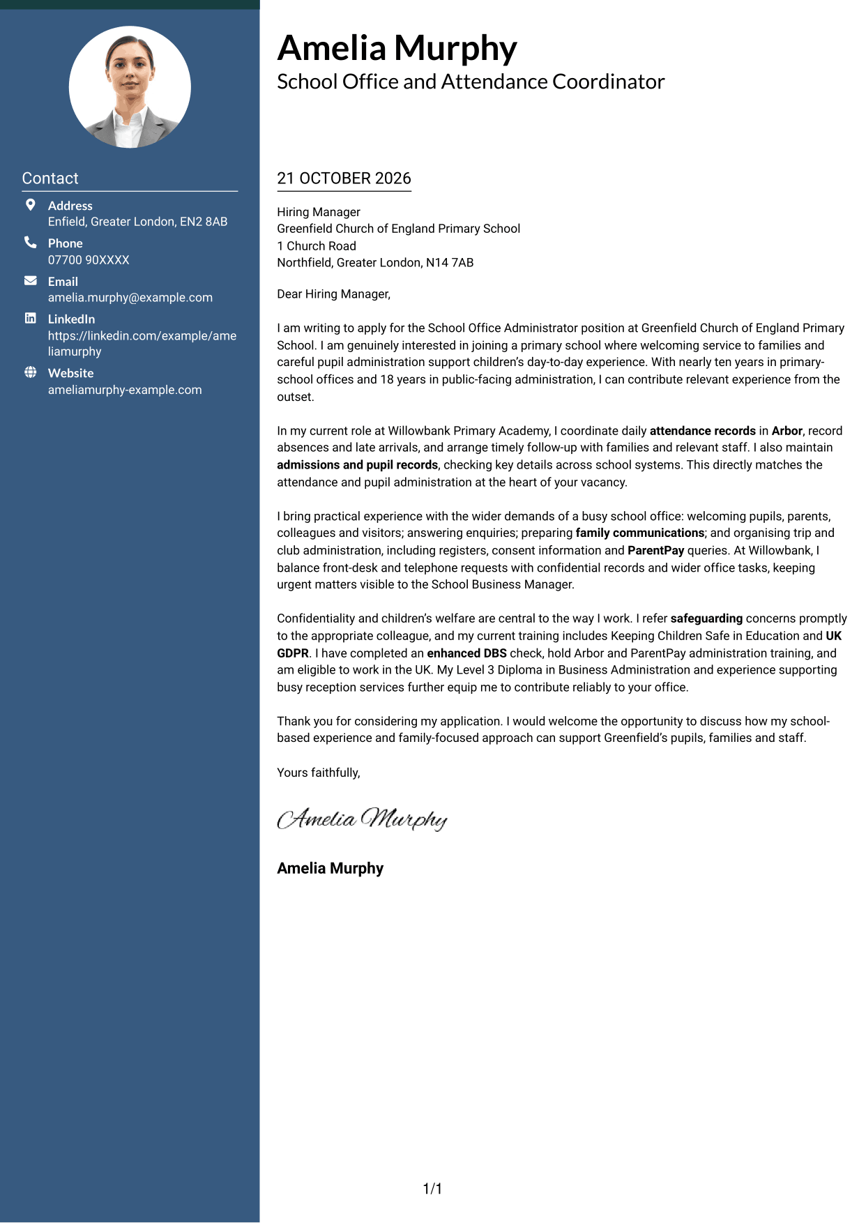 Cover letter example — page 1