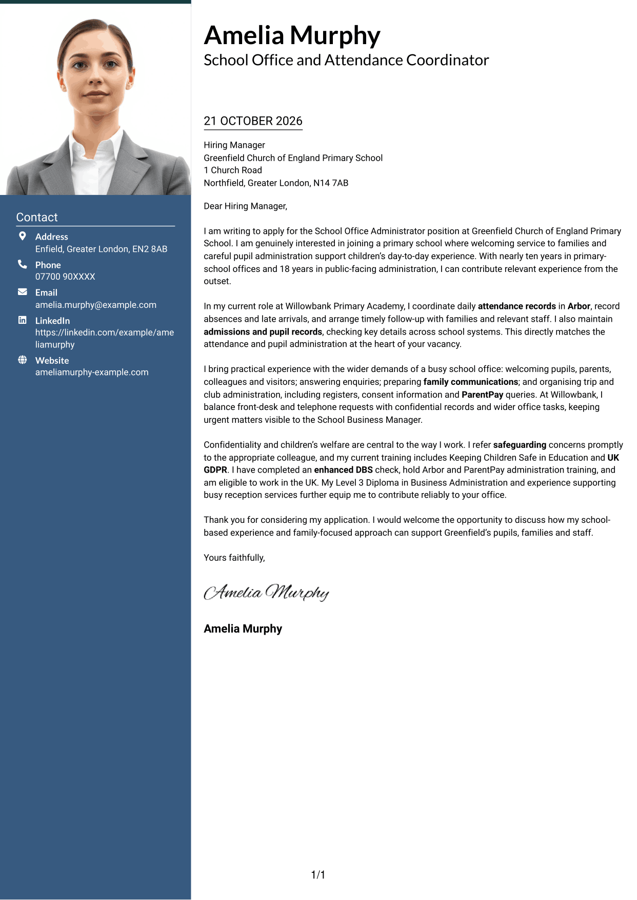Cover letter example — page 1