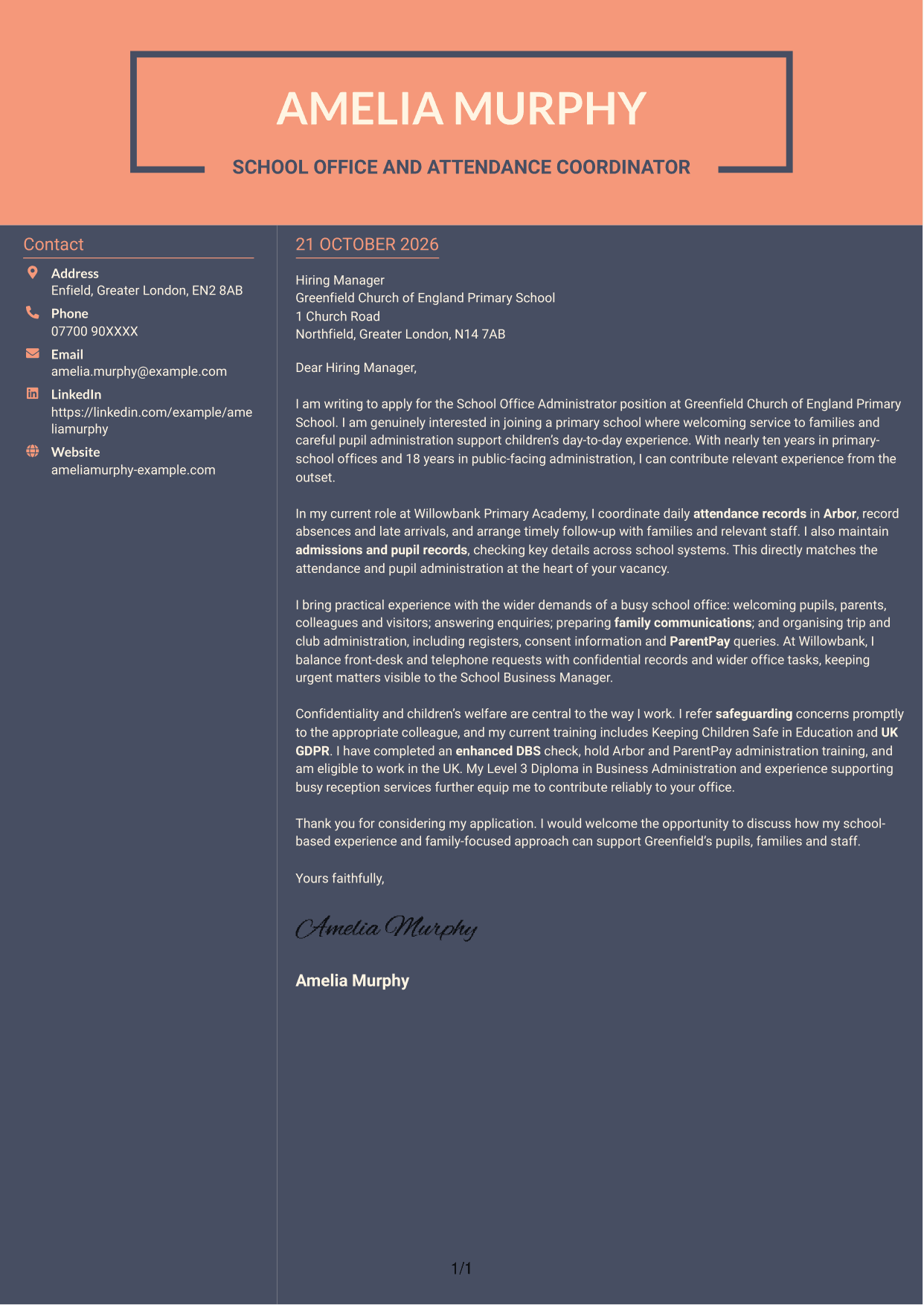 Cover letter example — page 1