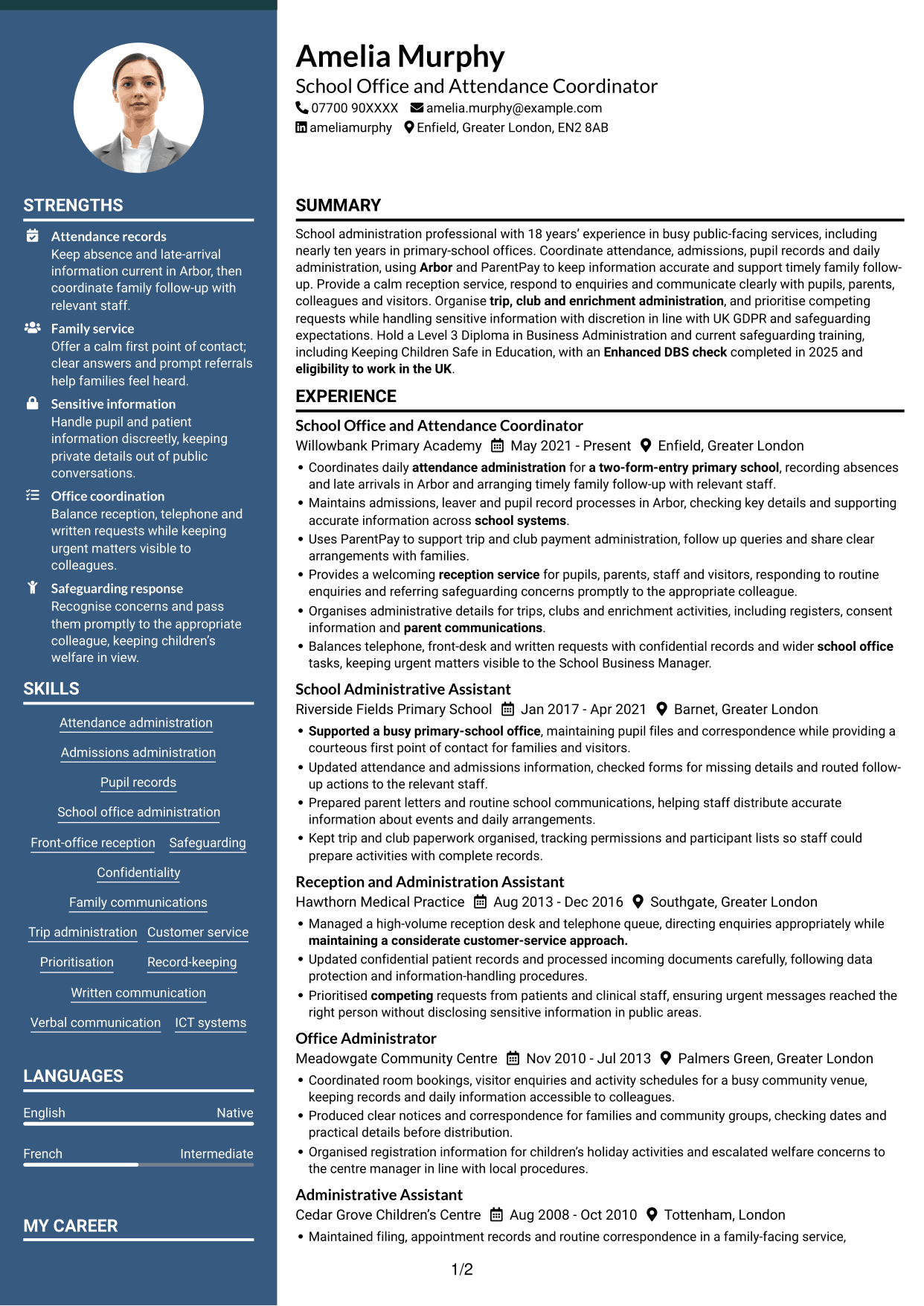 CV example — page 1