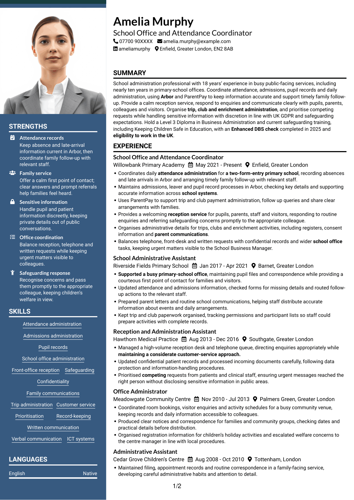 CV example — page 1