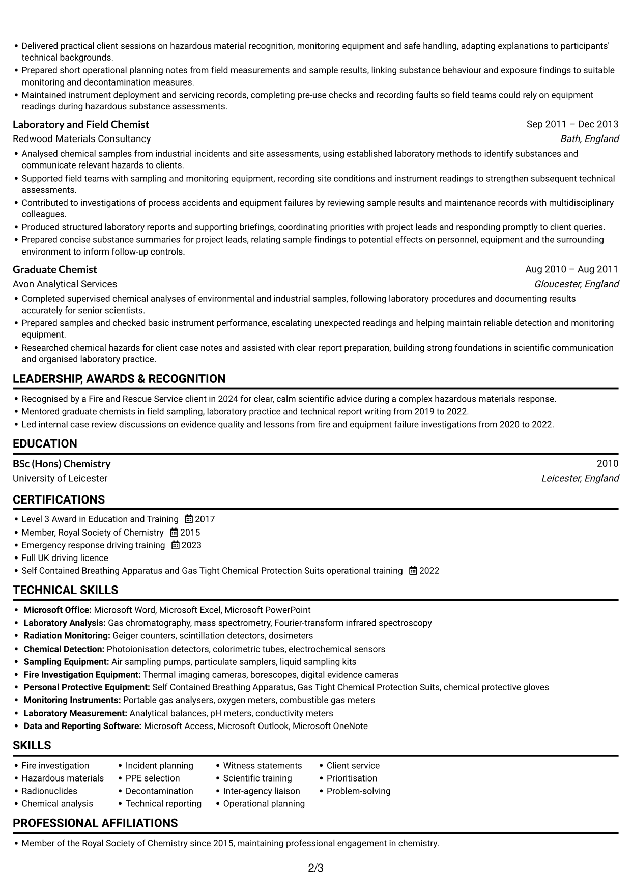 CV example — page 2