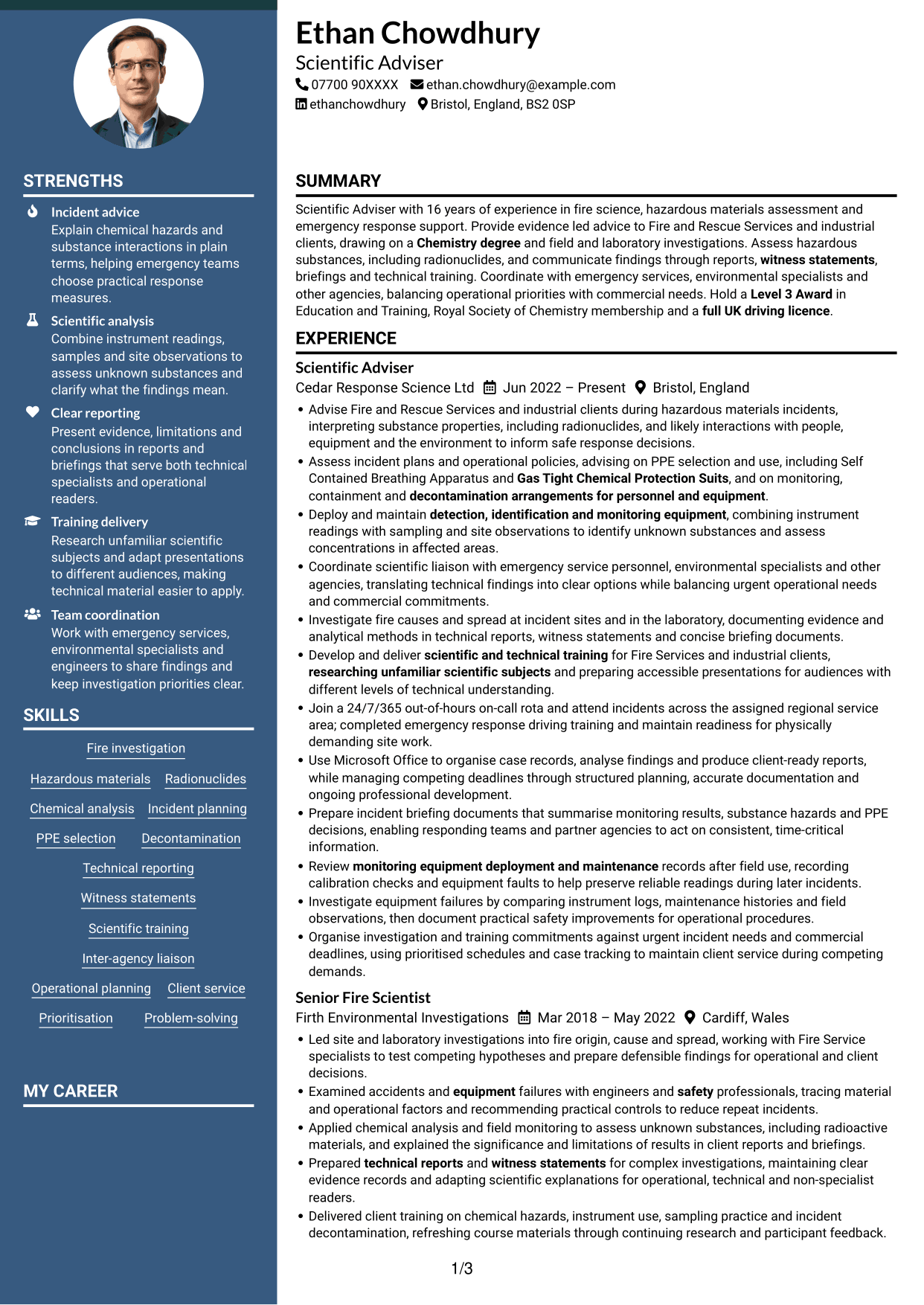 CV example — page 1