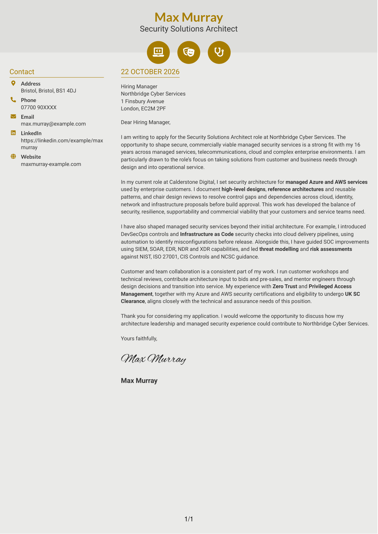 Cover letter example — page 1