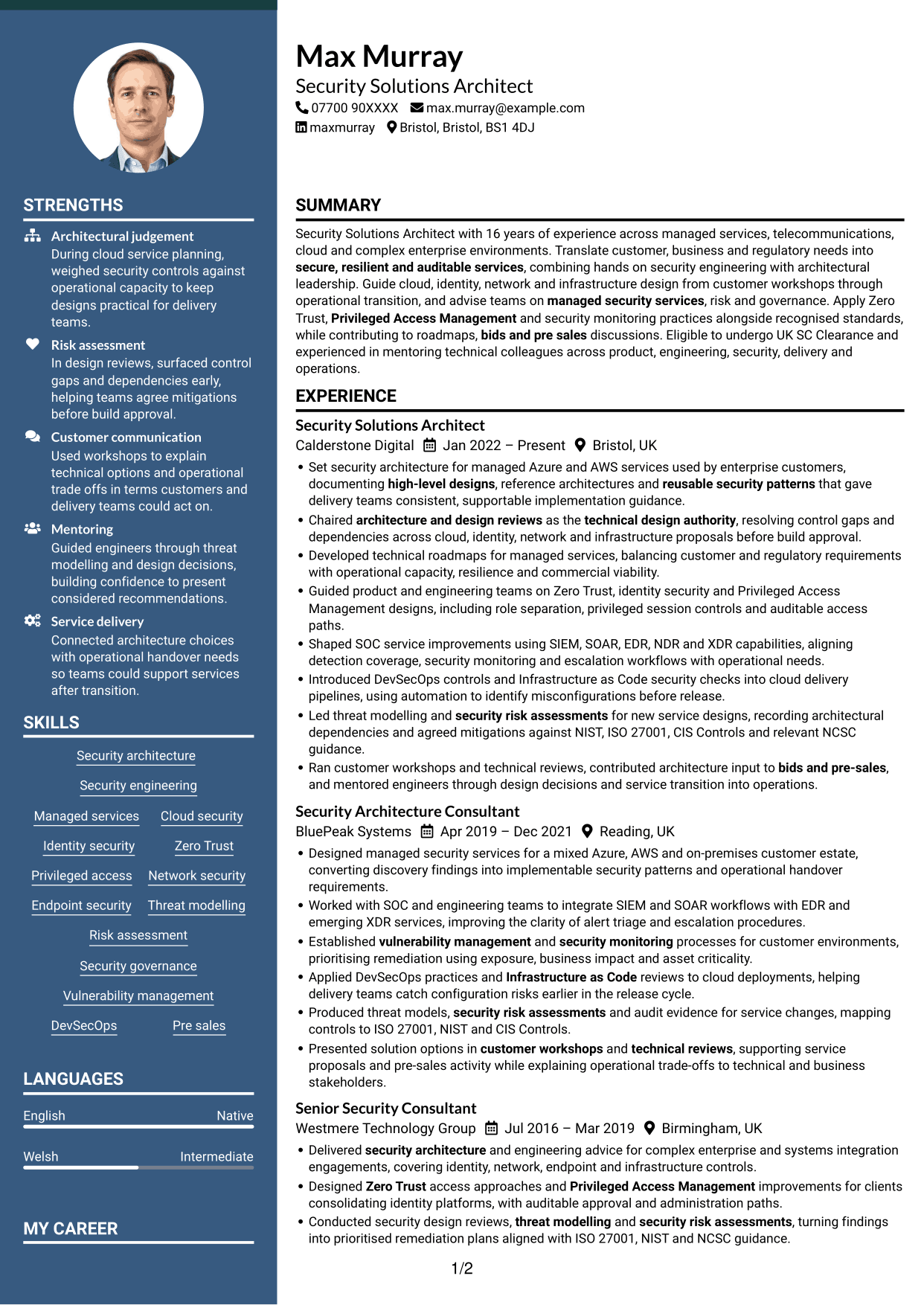 CV example — page 1