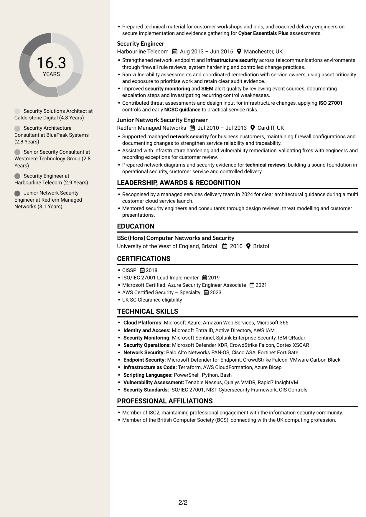 CV example — page 2