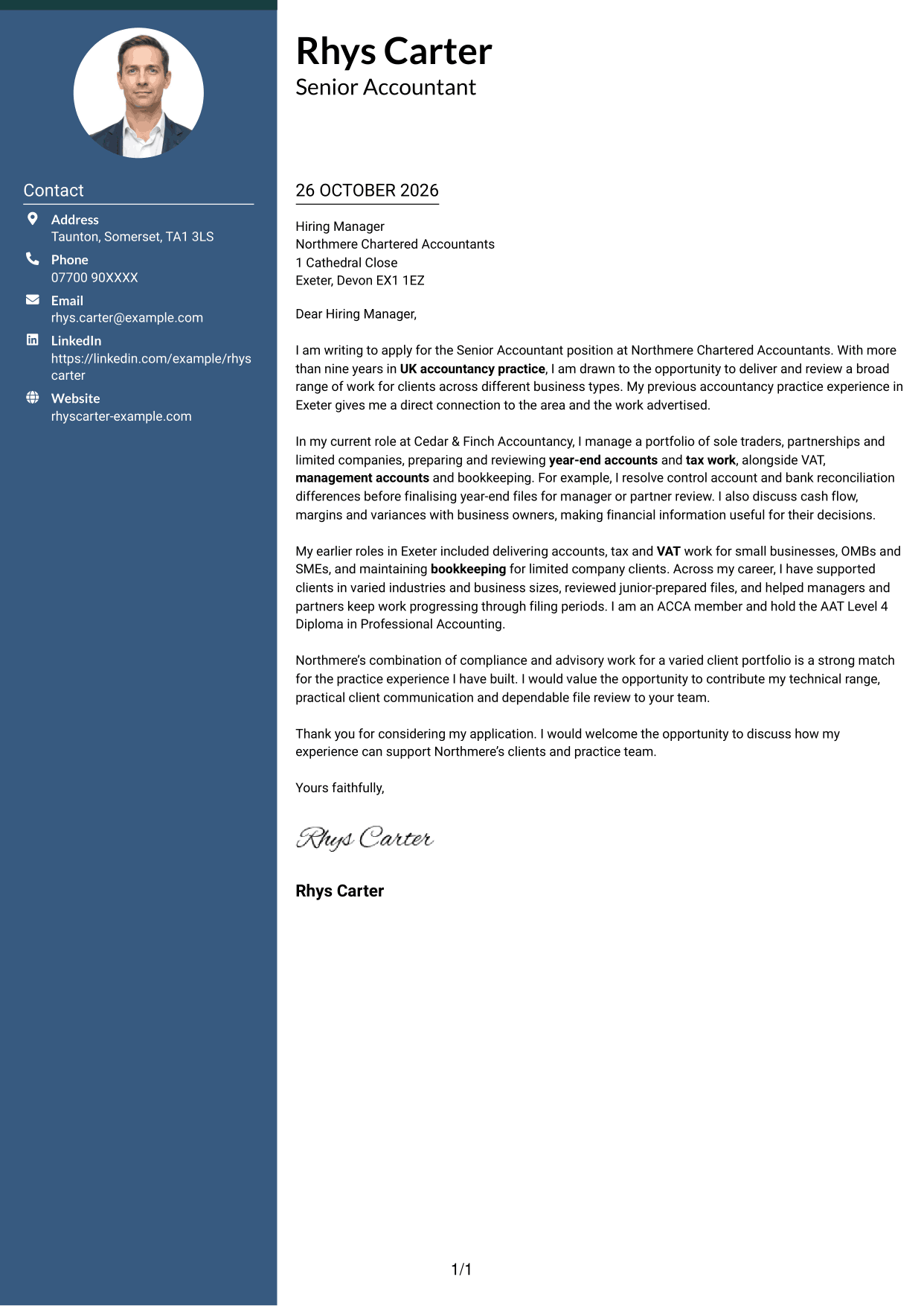 Cover letter example — page 1