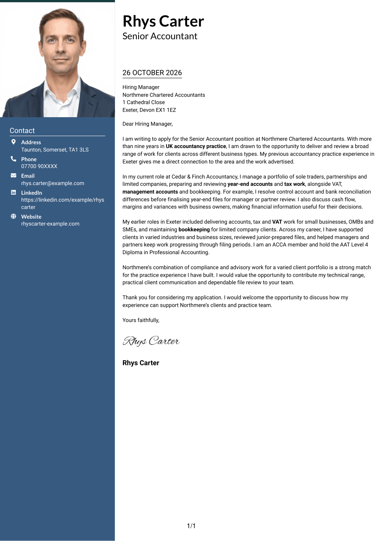 Cover letter example — page 1