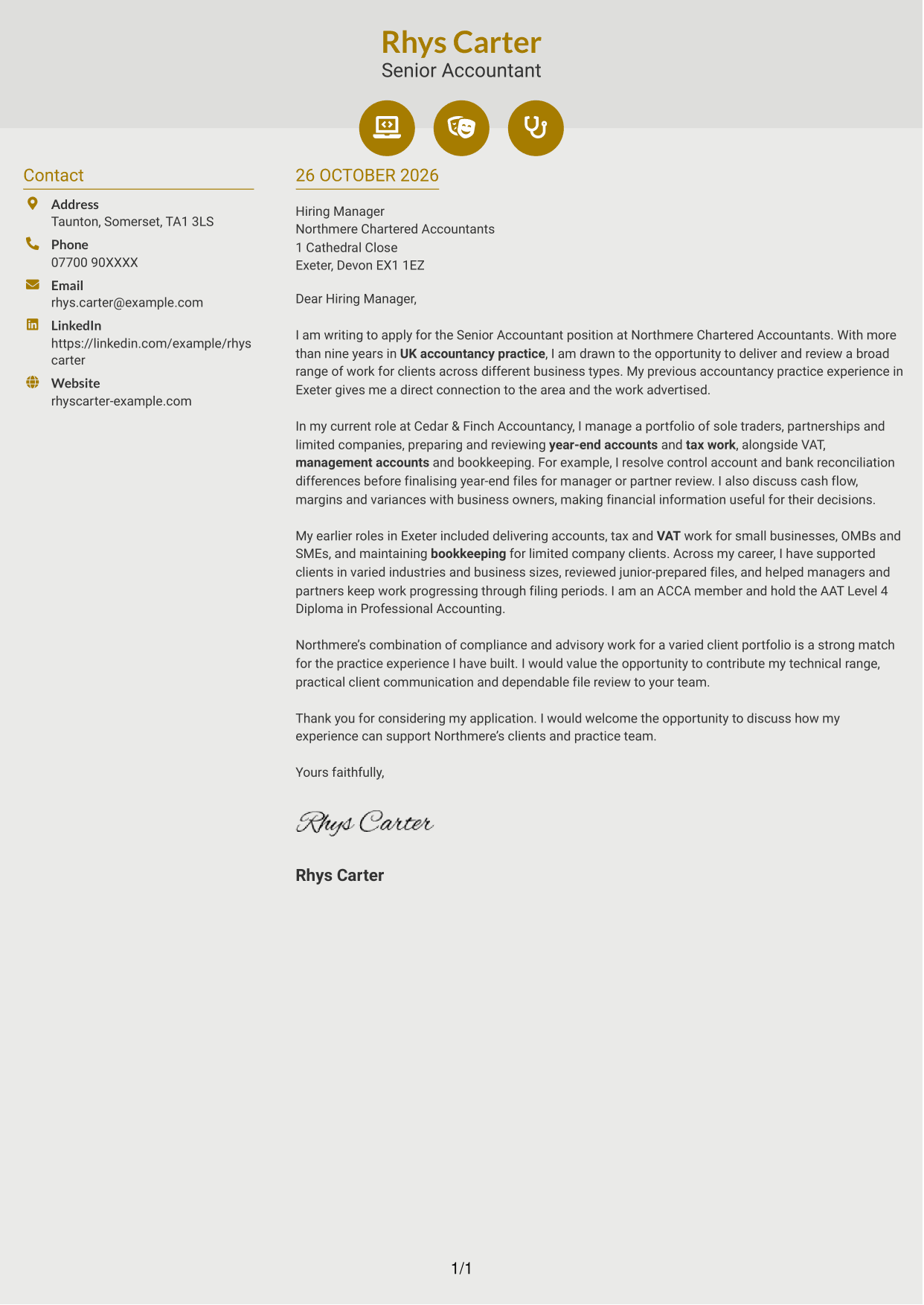 Cover letter example — page 1