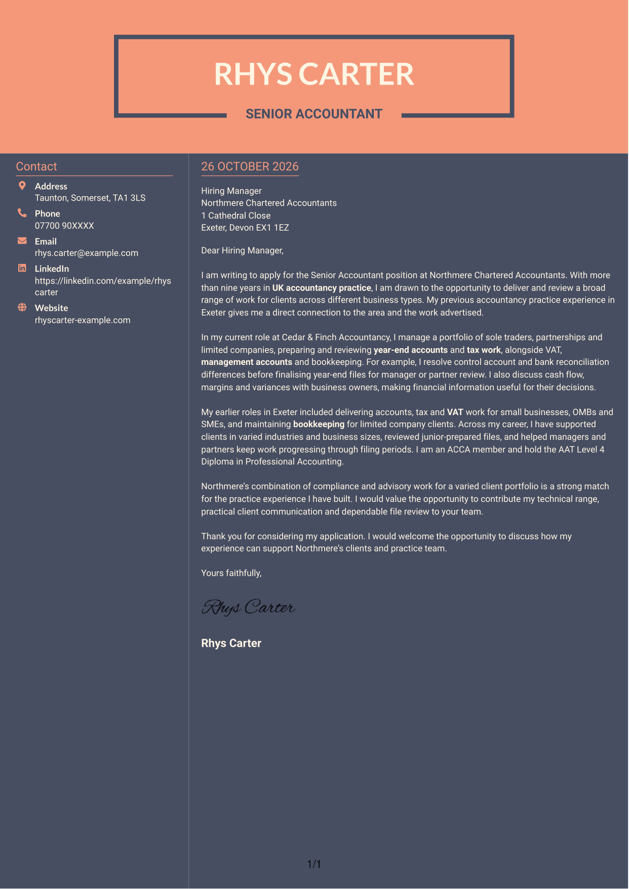 Cover letter example — page 1