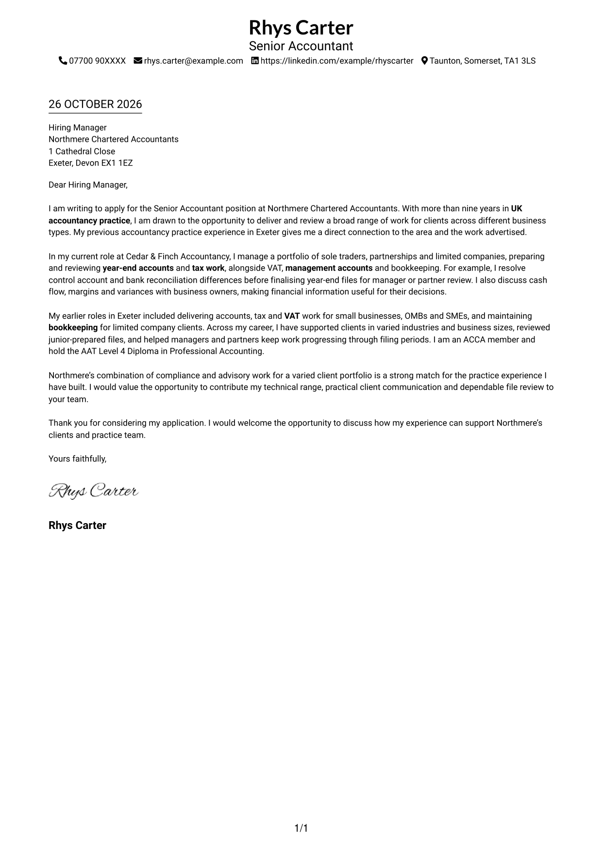 Cover letter example — page 1