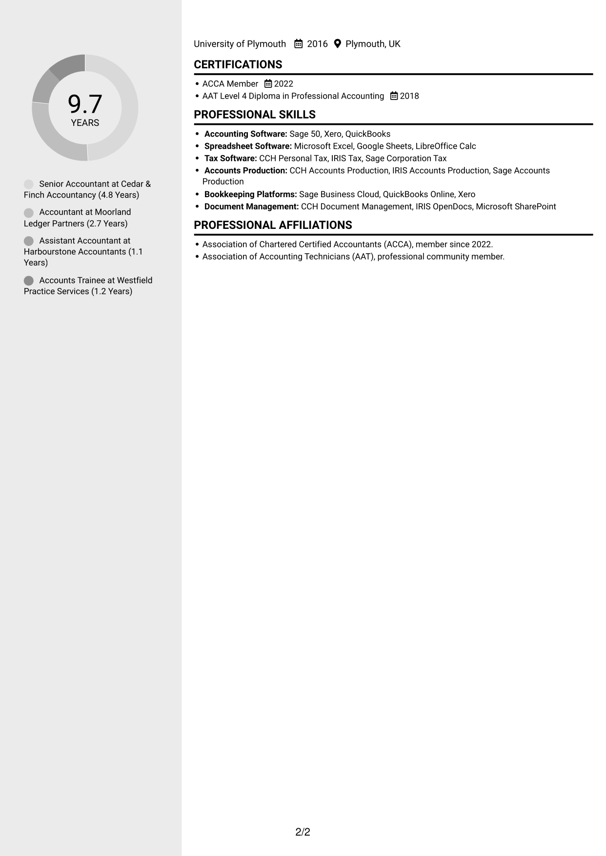 CV example — page 2