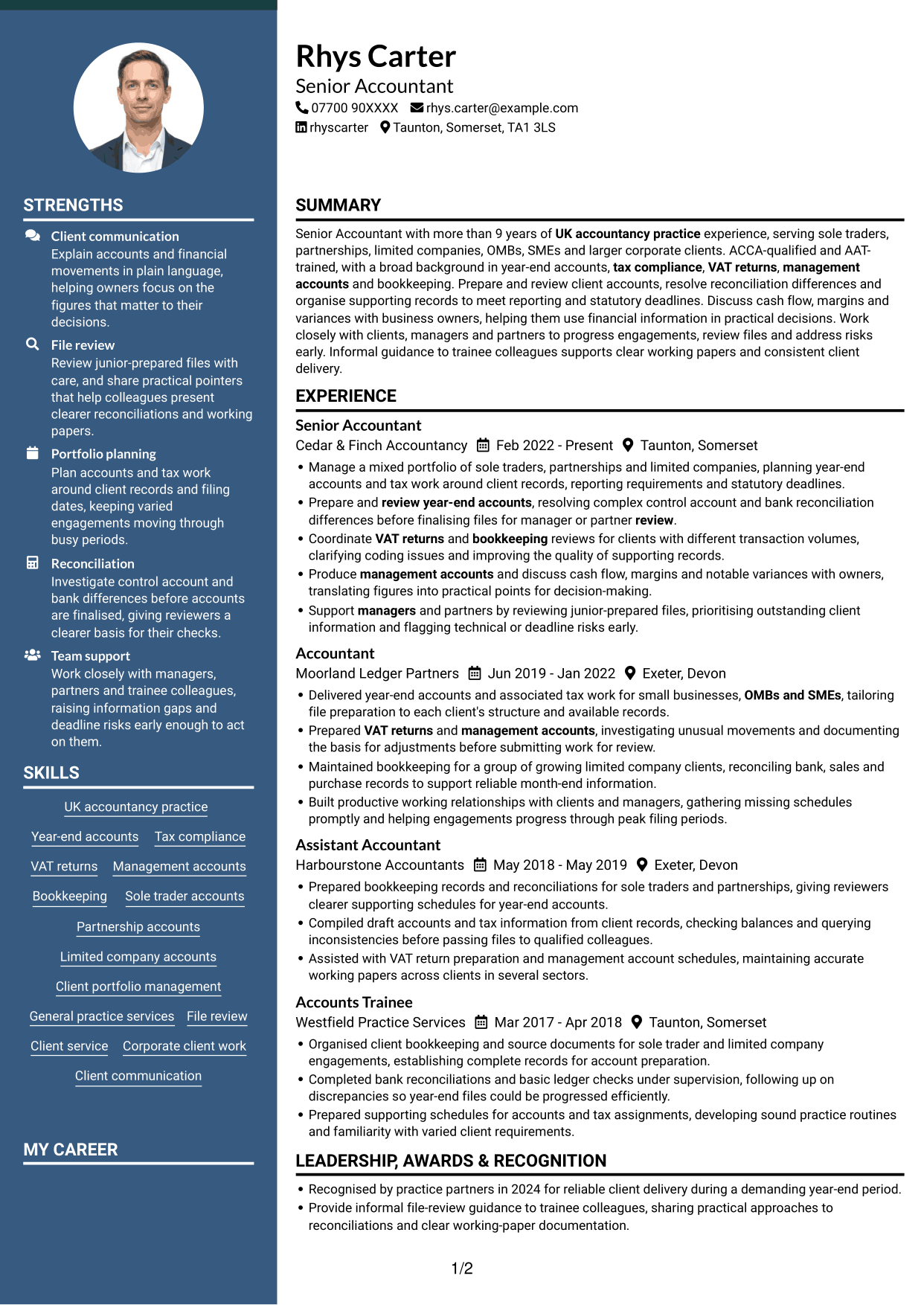 CV example — page 1