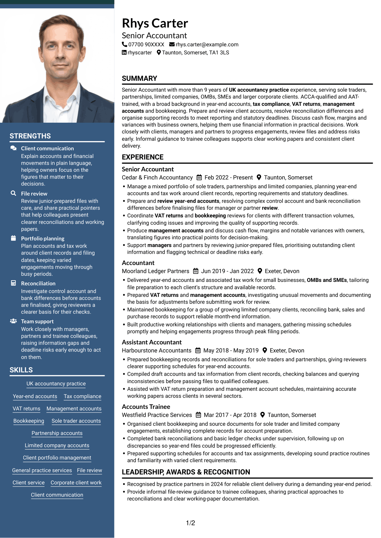 CV example — page 1