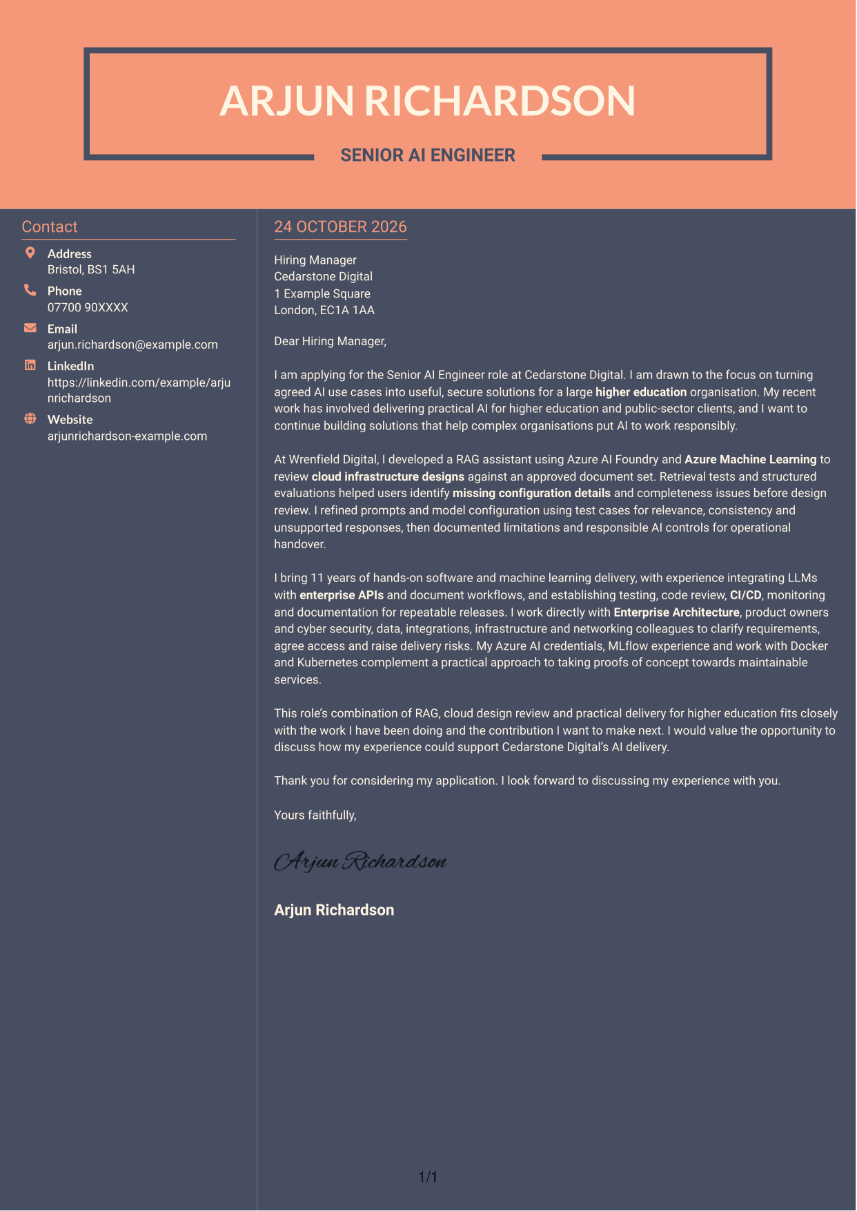Cover letter example — page 1