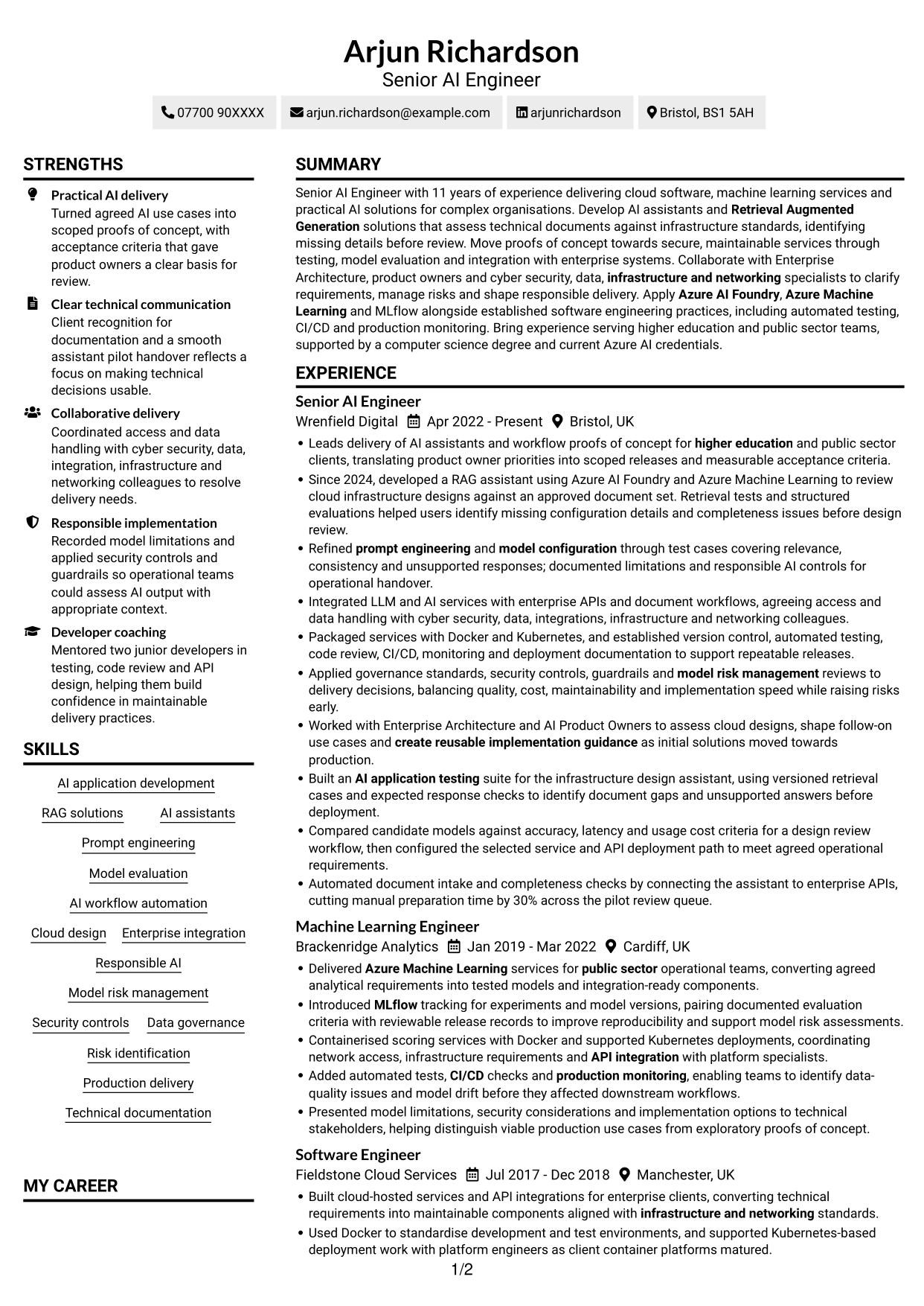 CV example — page 1