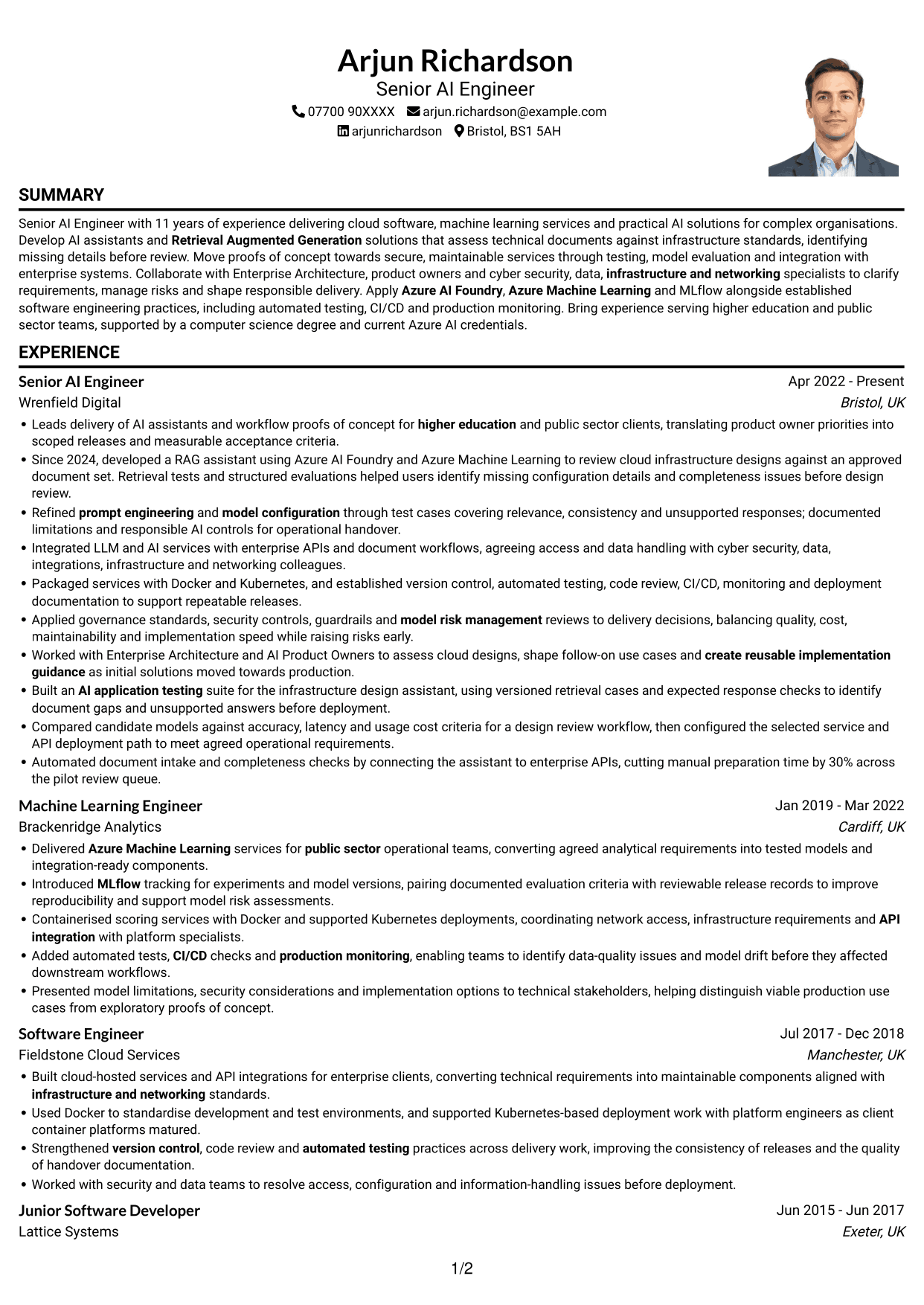 CV example — page 1