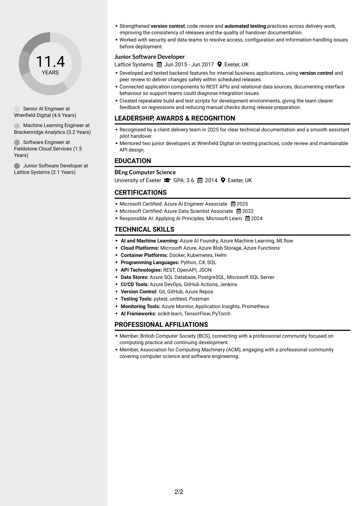 CV example — page 2