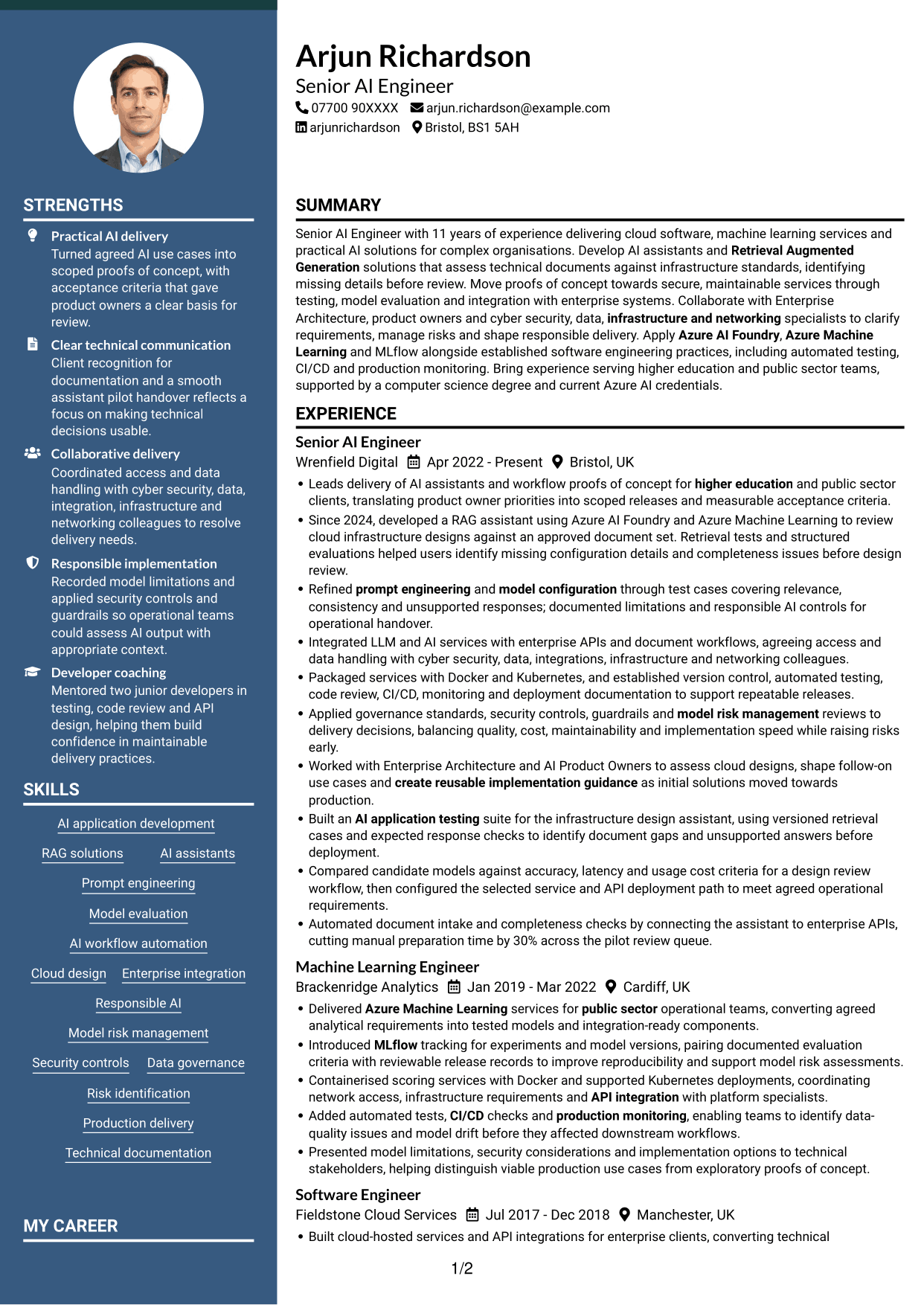 CV example — page 1