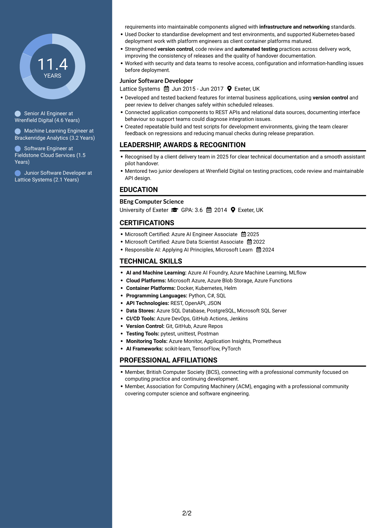 CV example — page 2