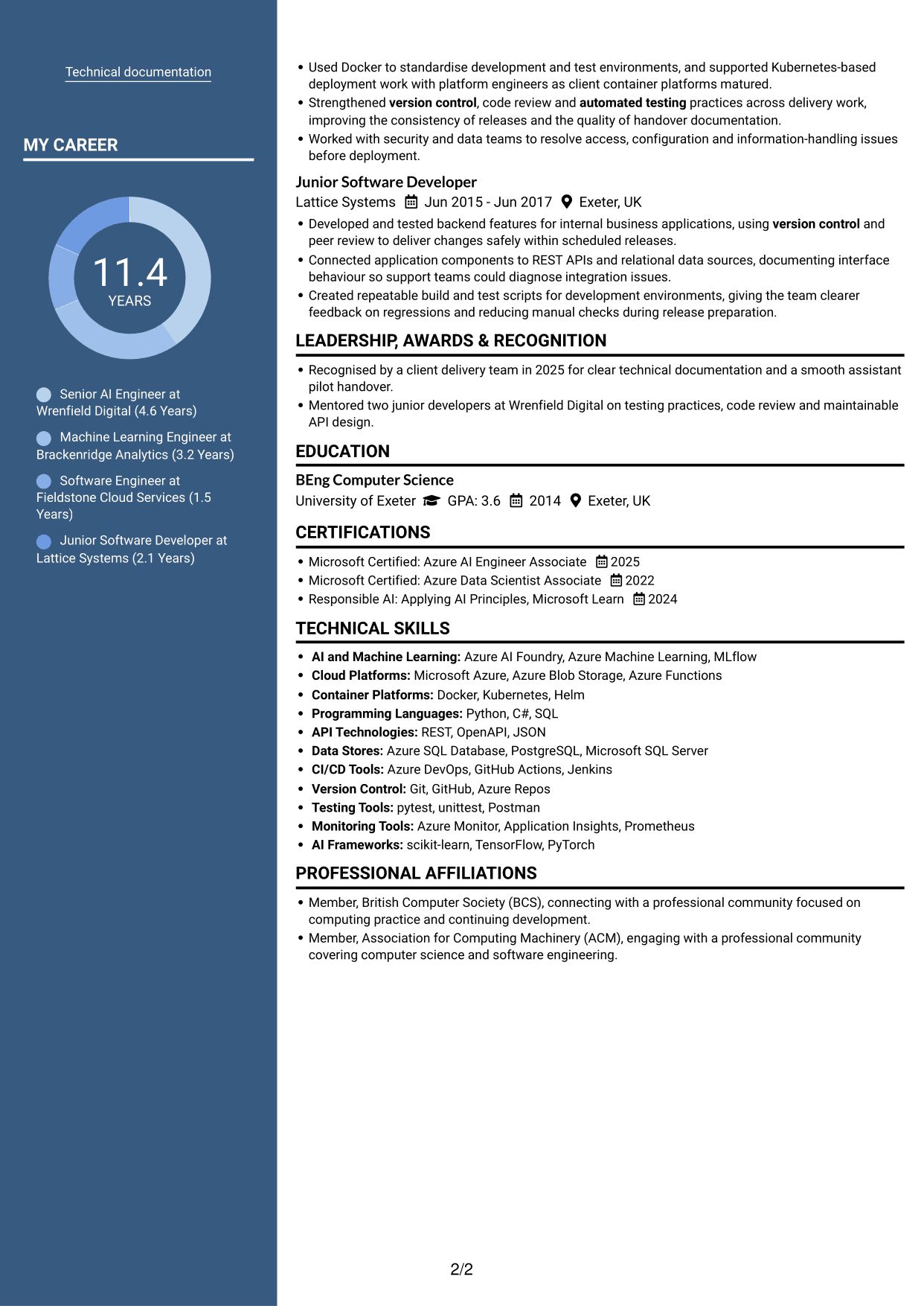 CV example — page 2