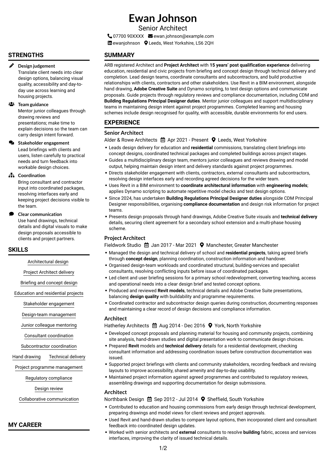 CV example — page 1