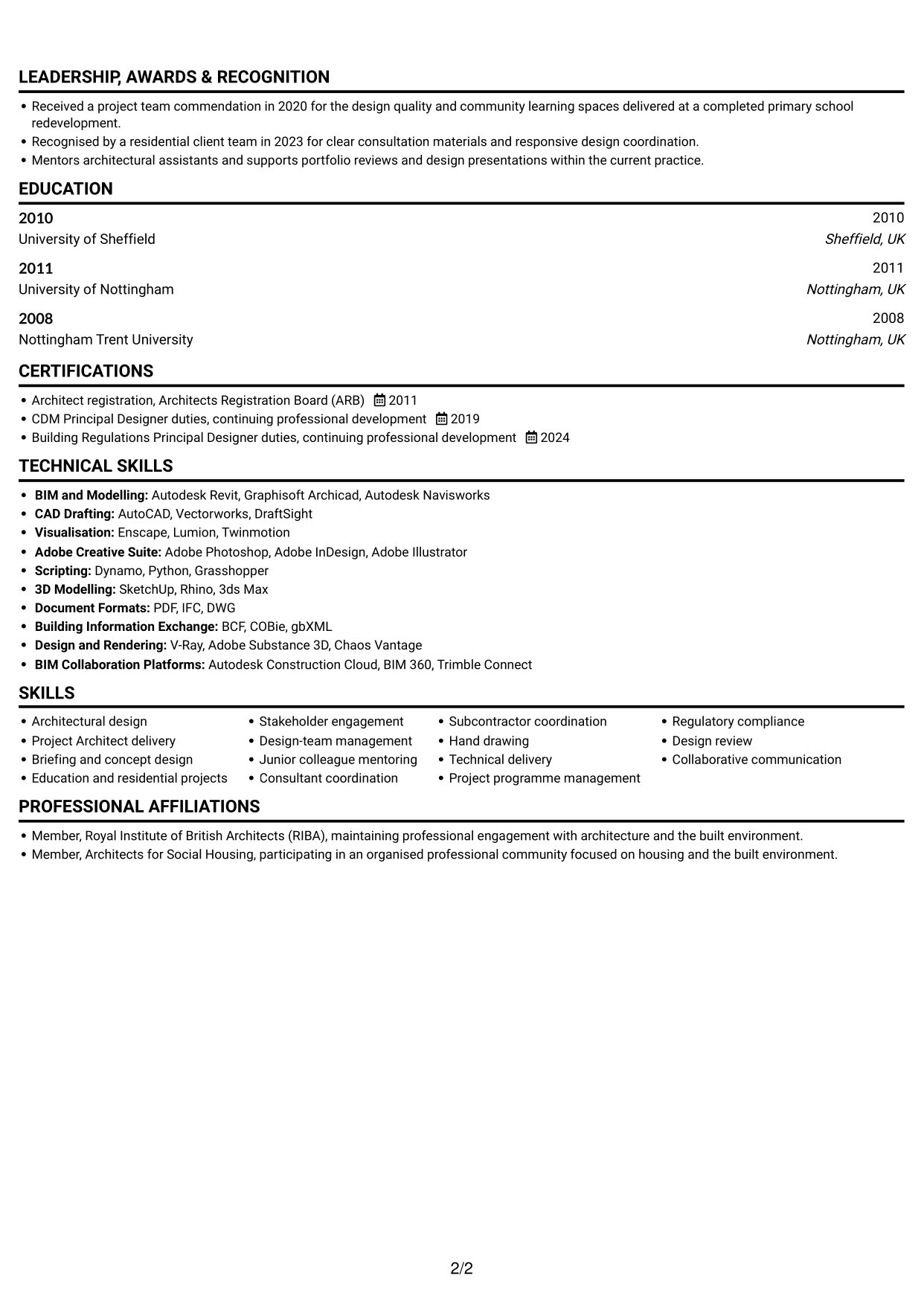 CV example — page 2