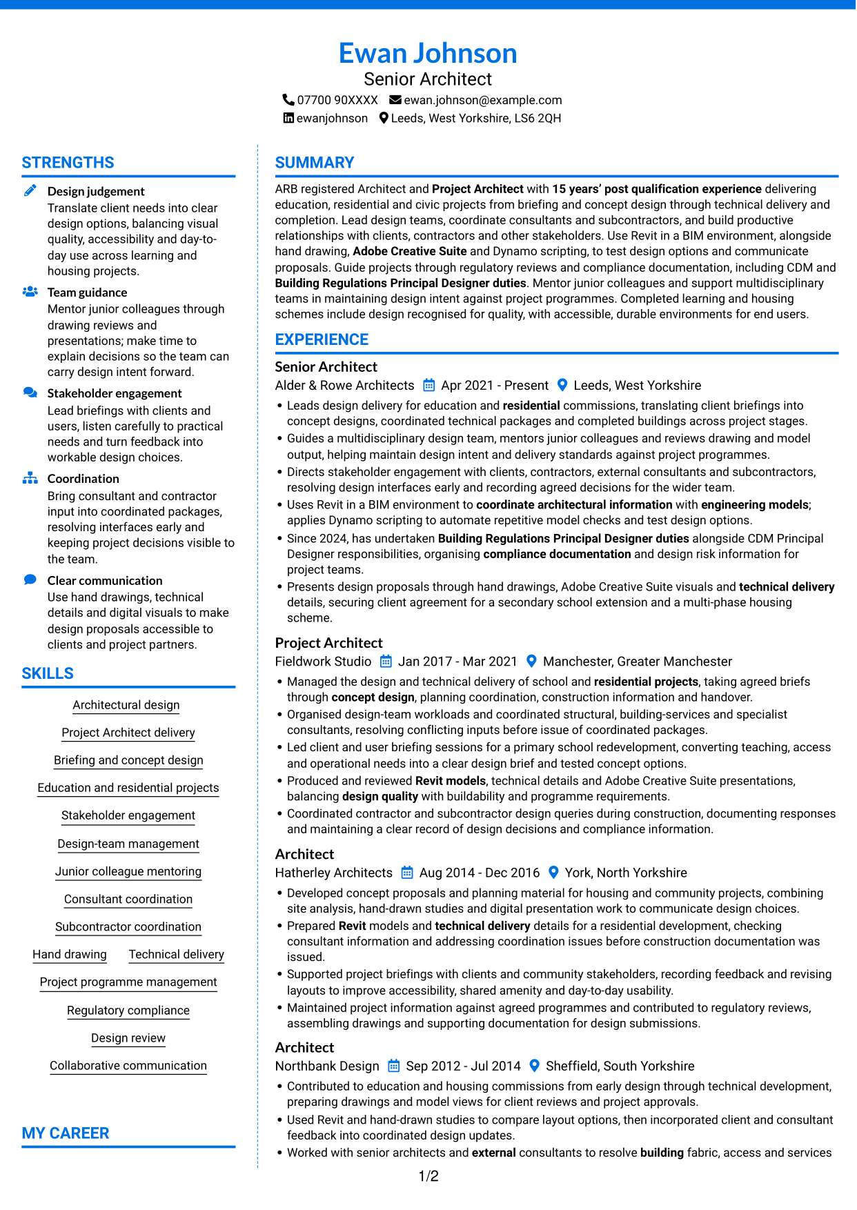 CV example — page 1