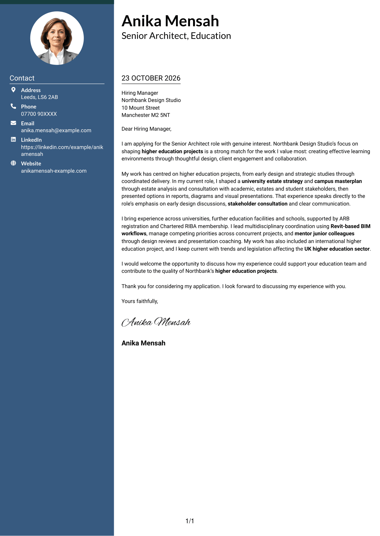 Cover letter example — page 1