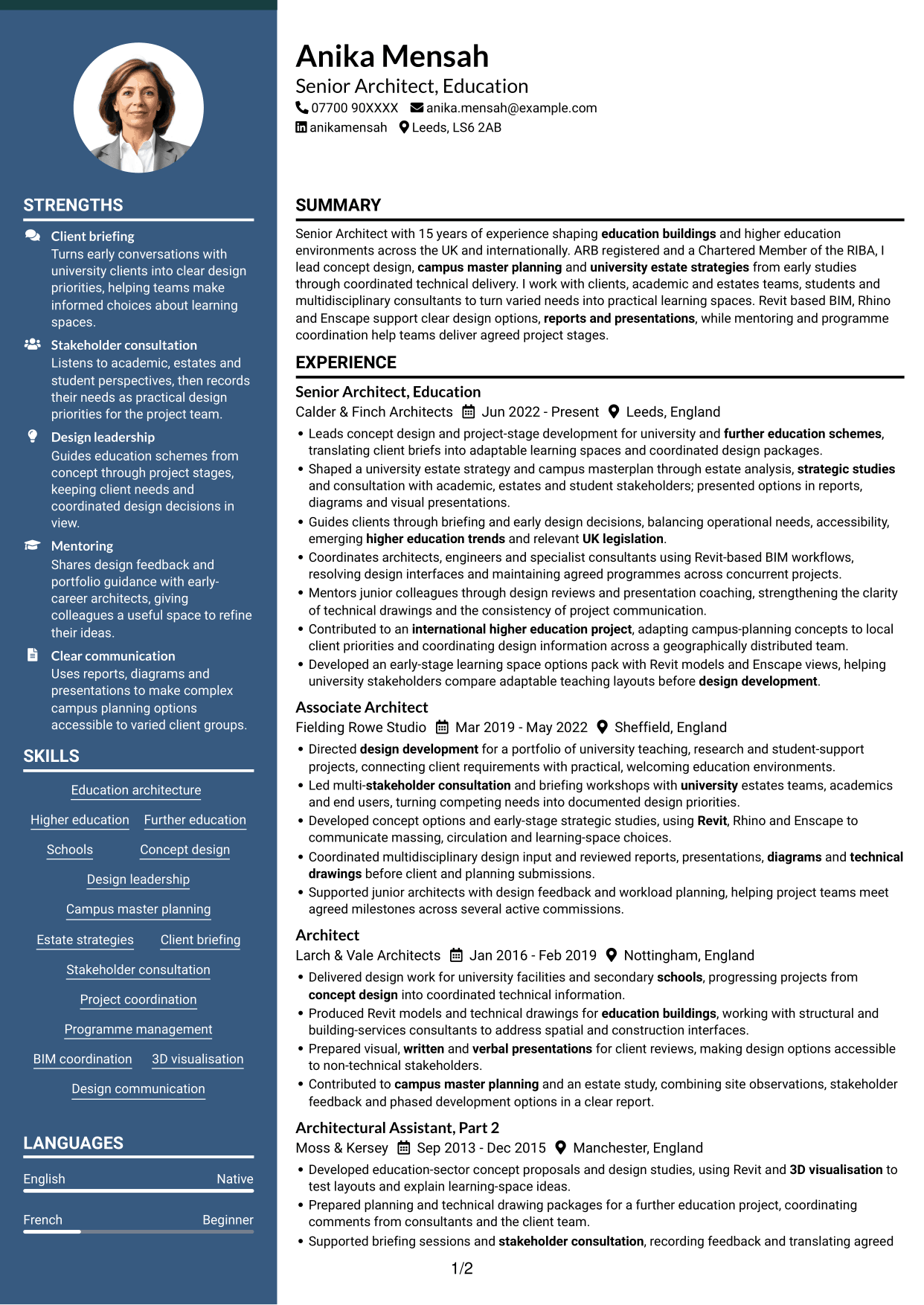 CV example — page 1