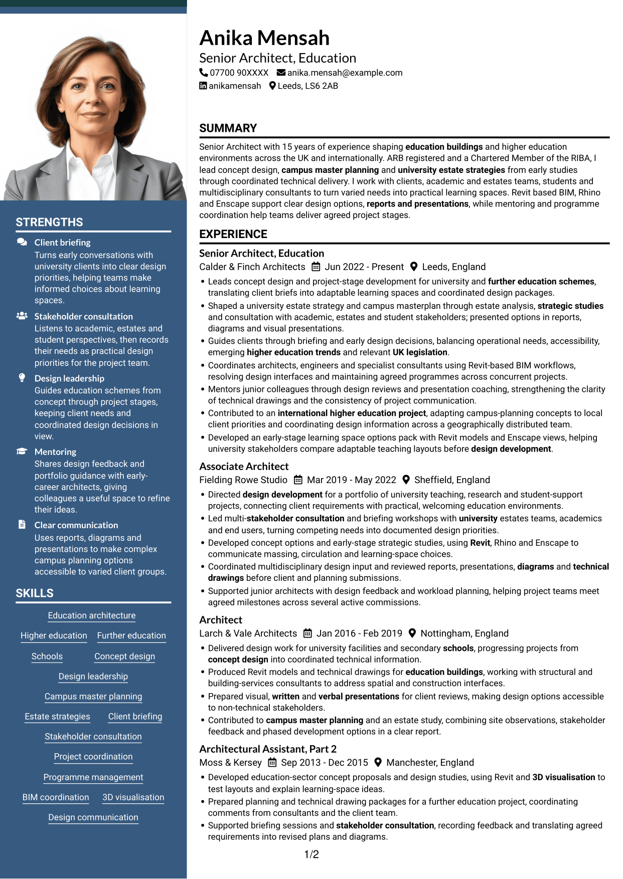 CV example — page 1