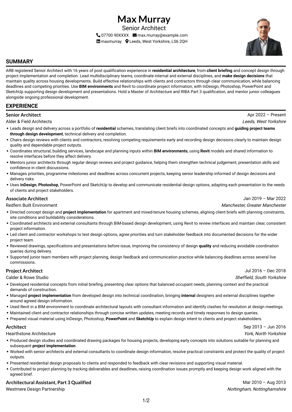 CV example — page 1