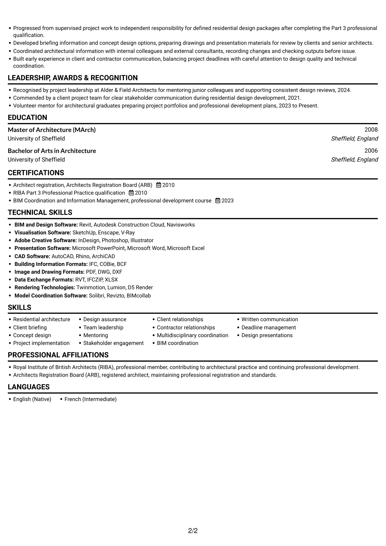CV example — page 2