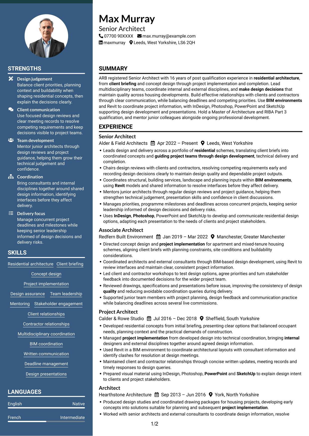 CV example — page 1