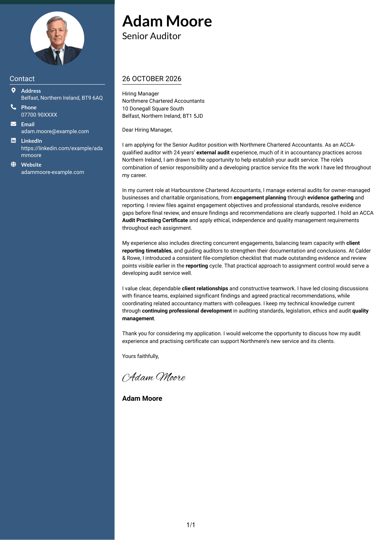 Cover letter example — page 1
