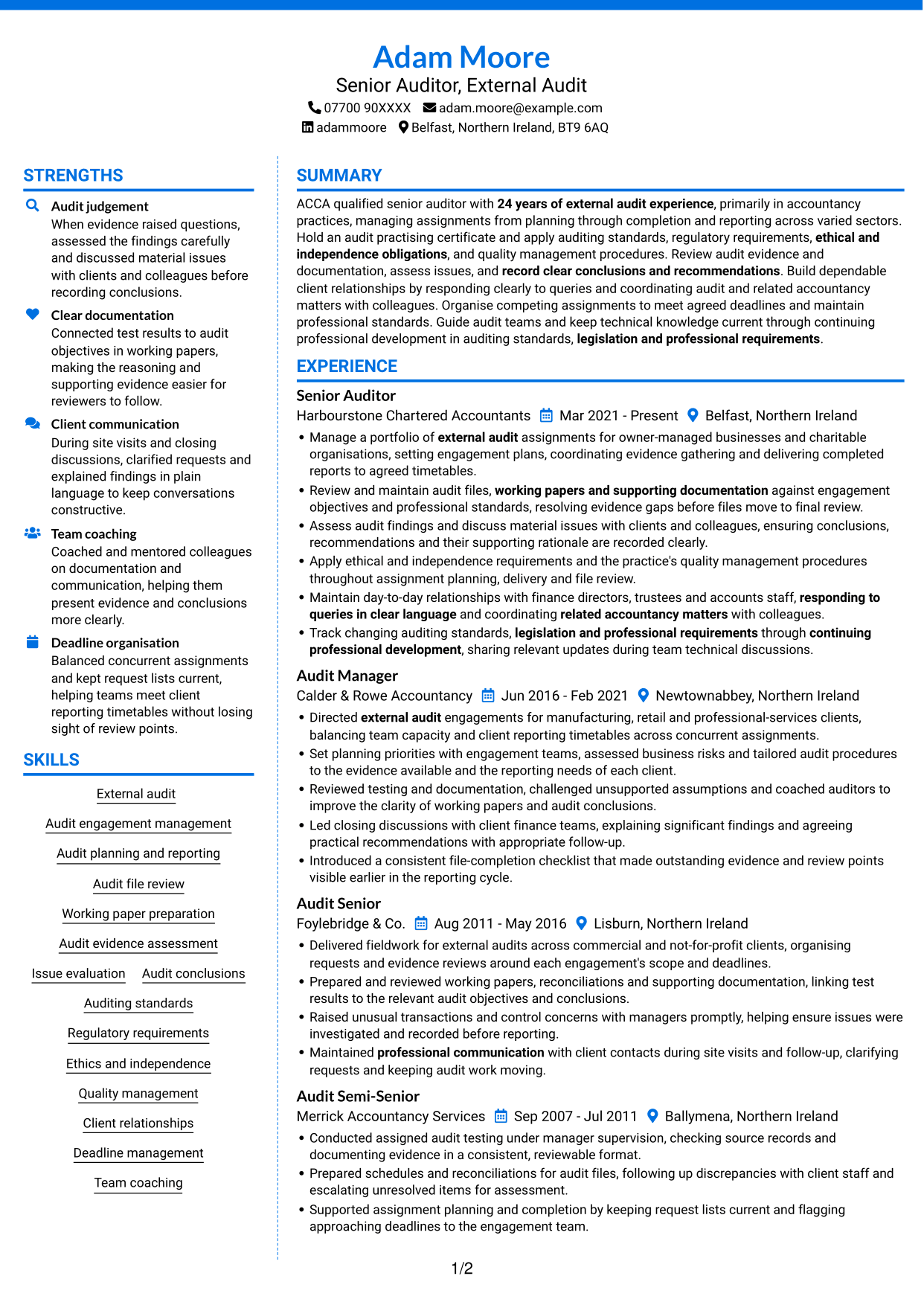 CV example — page 1