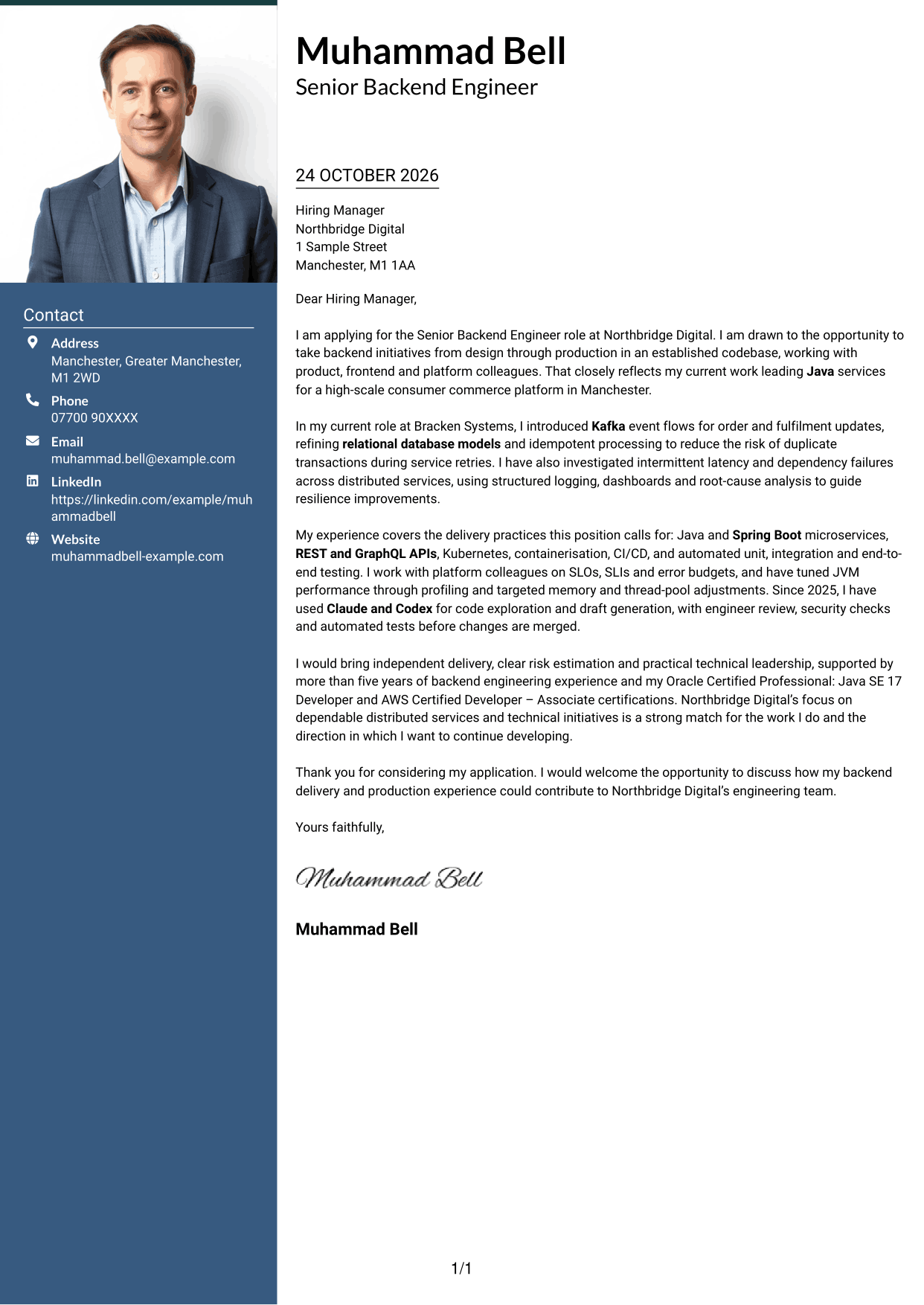 Cover letter example — page 1