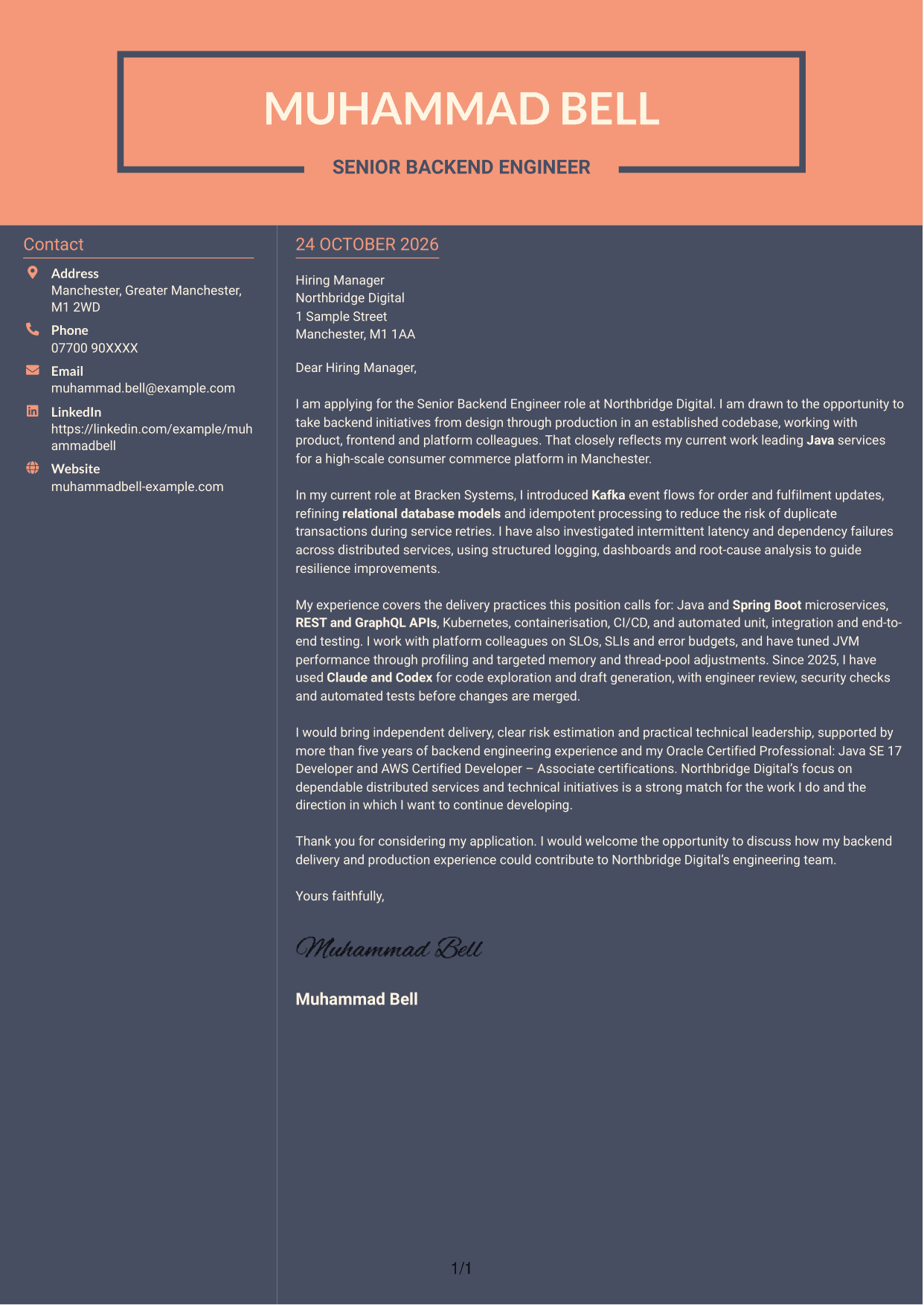Cover letter example — page 1