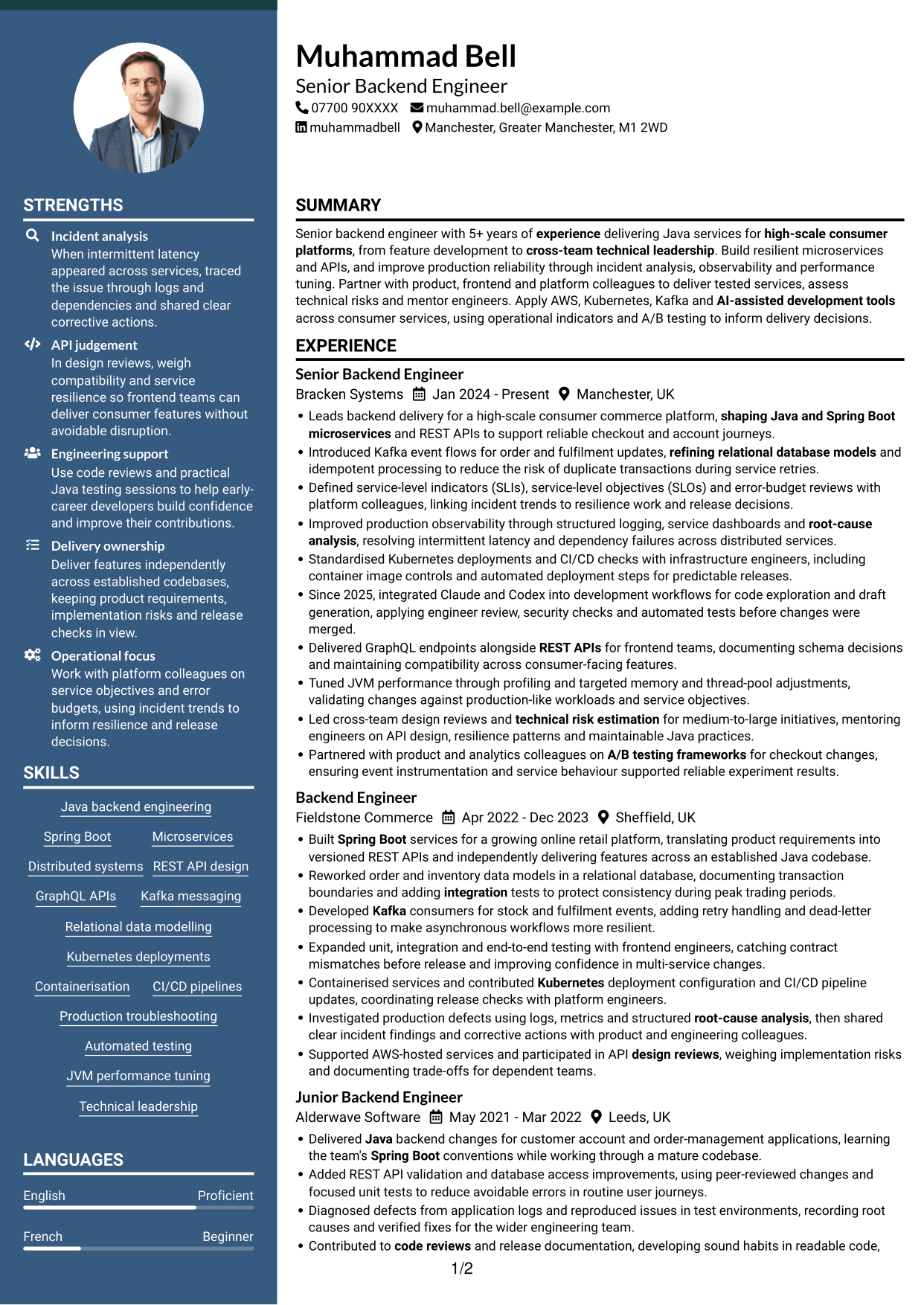 CV example — page 1