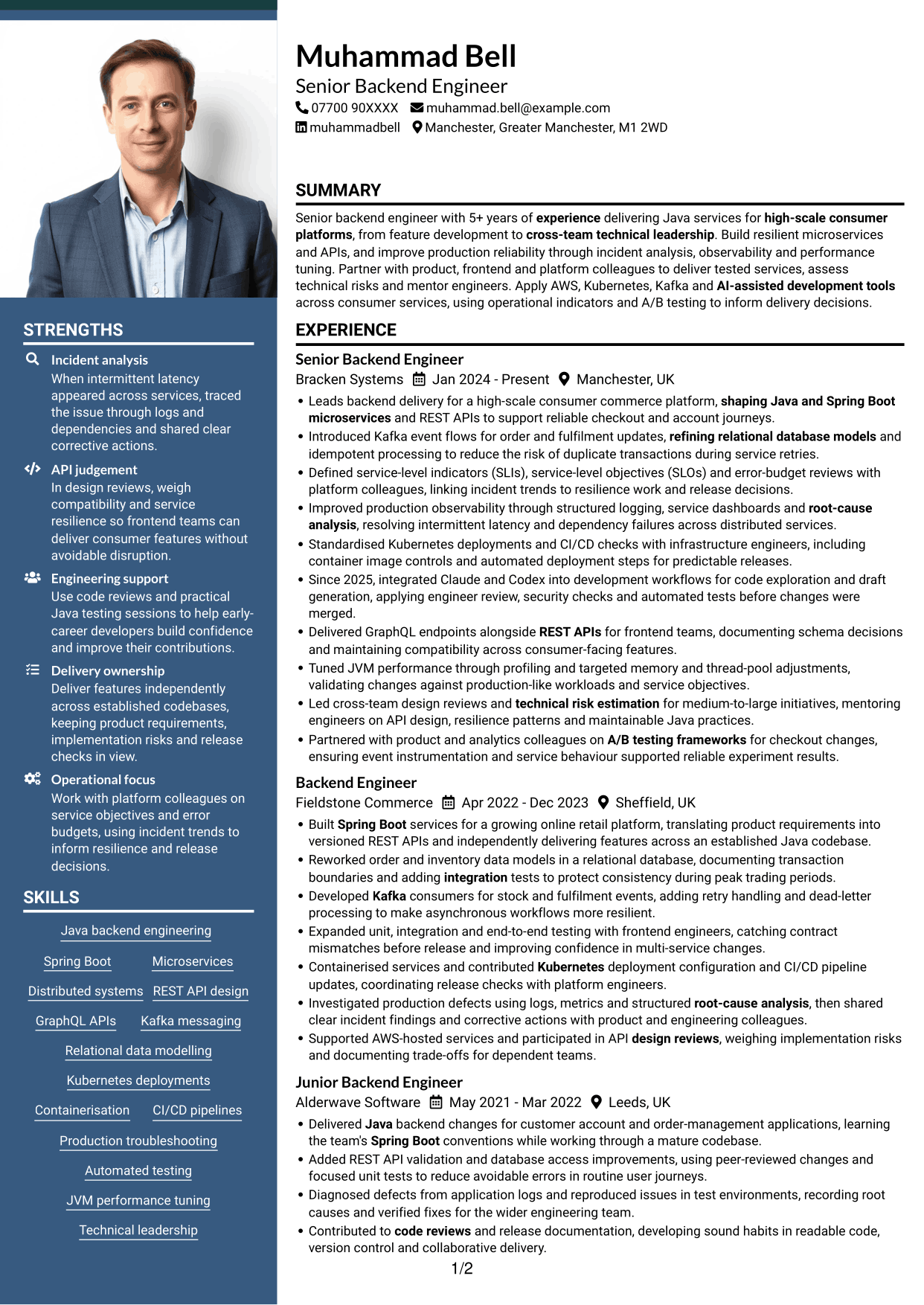 CV example — page 1