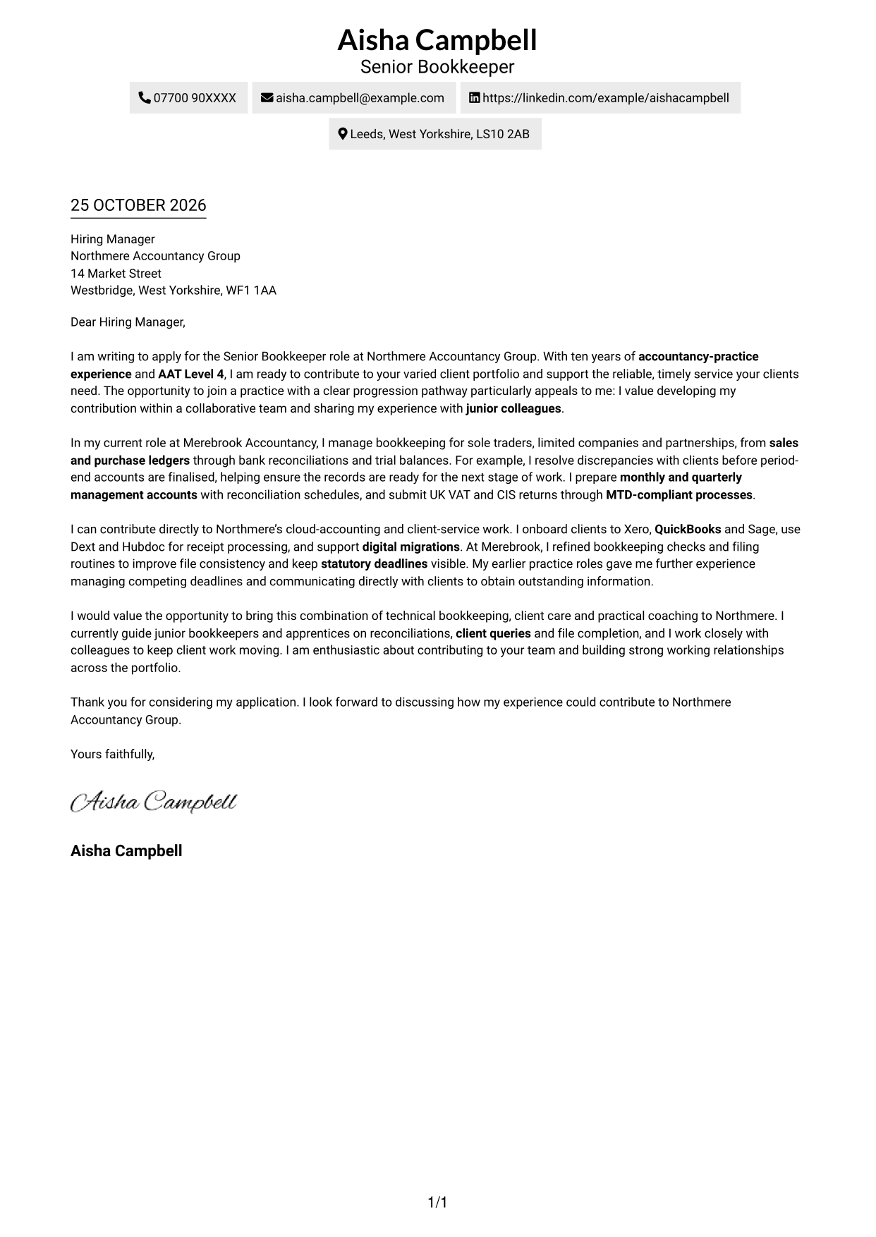 Cover letter example — page 1